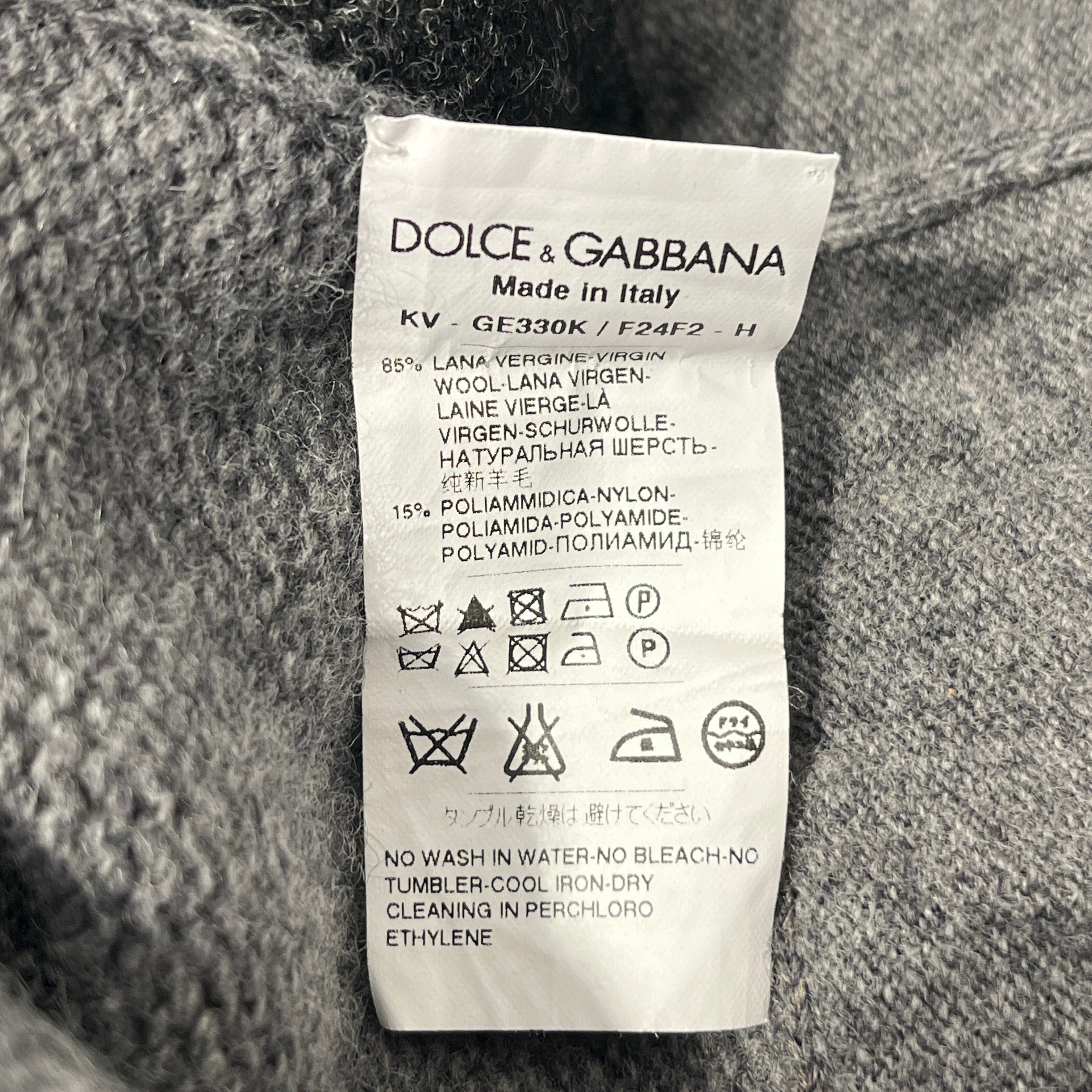 DOLCE&GABBANA/Sweater/48/Wool/GRY/v/neck 2toned grey/inside out view 3