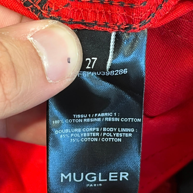 MUGLER/Bottoms/27/Cotton/BRD/VAMPIRE WAXED DENIM JEANS