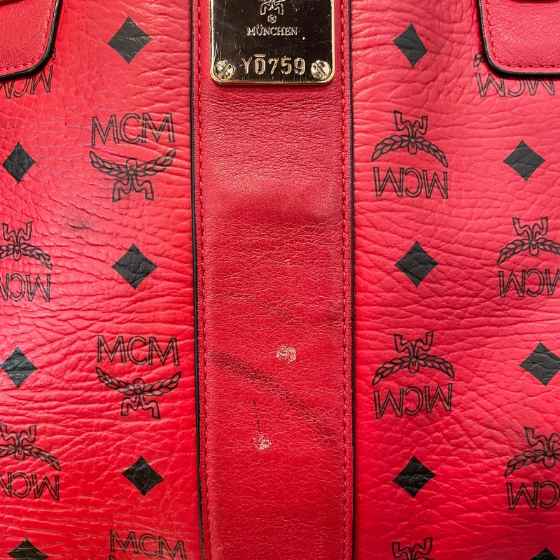 MCM Tote Bag Monogram Leather RED MCM Reversible Visetos liz 2nd