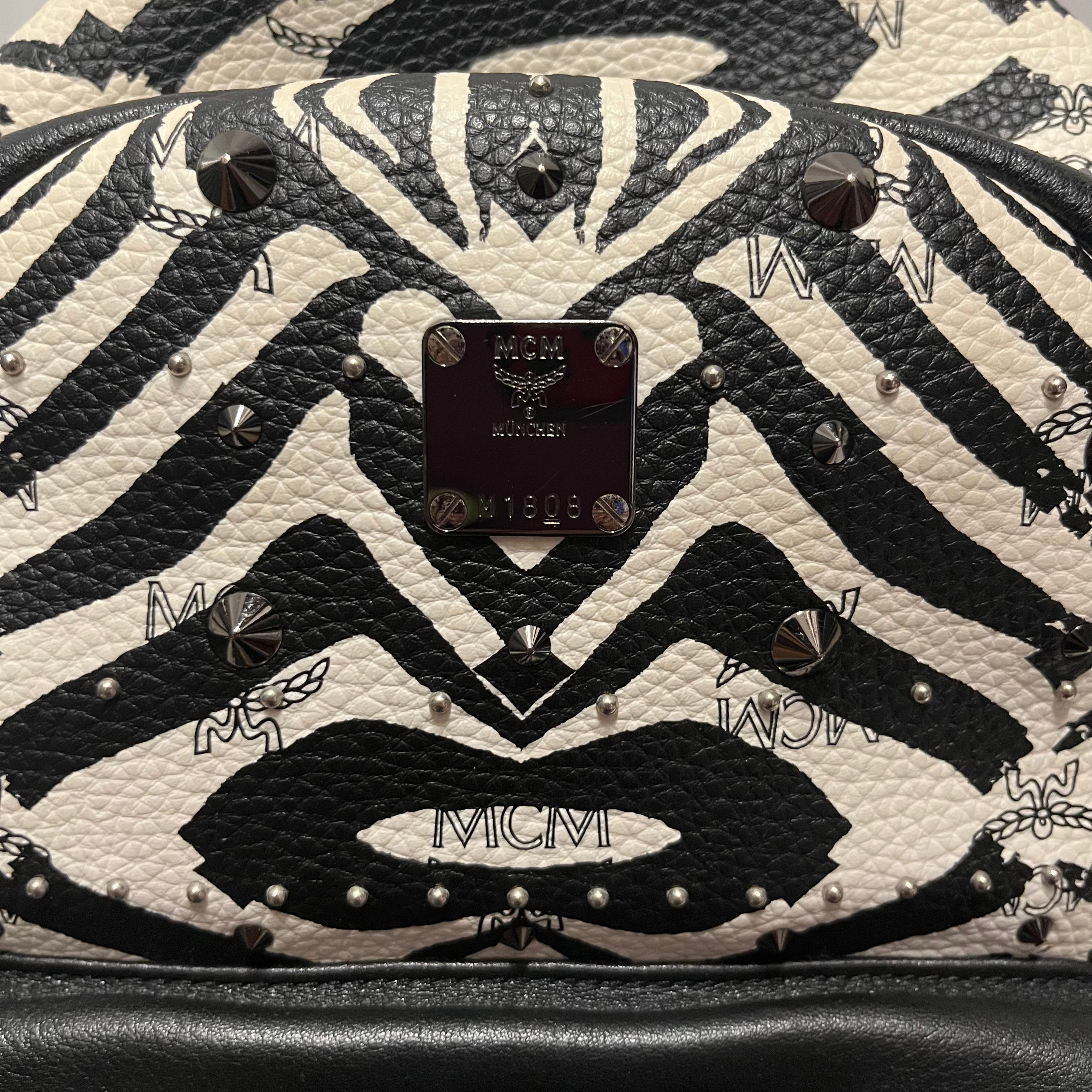 MCM/Backpack/Animal Pattern/Leather/WHT/zebra backpac view 7