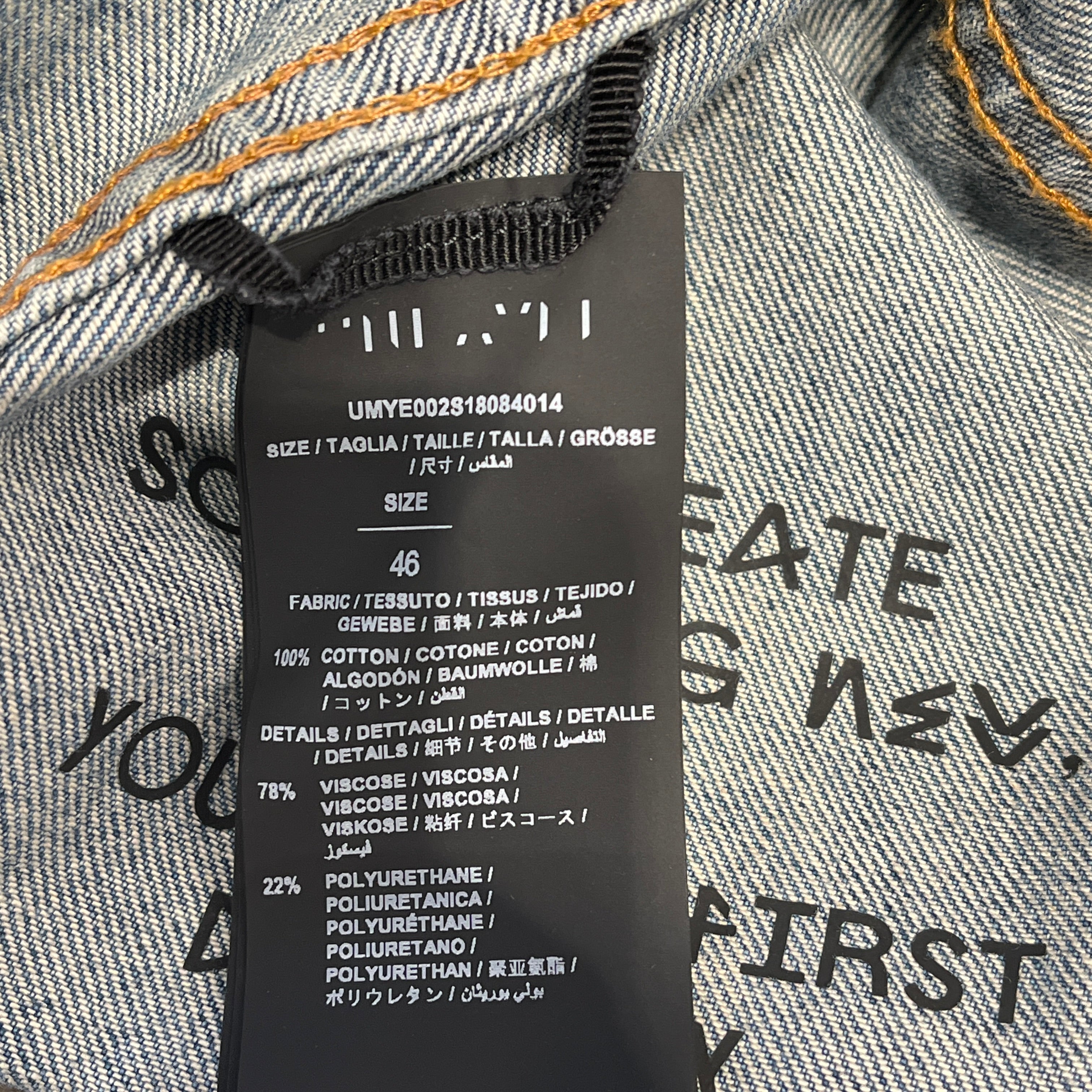 BEN TAVERNITI UNRAVEL PROJECT/Denim Jkt/46/Cotton/BLU/YOU MUST FIRST DESTROY view 3