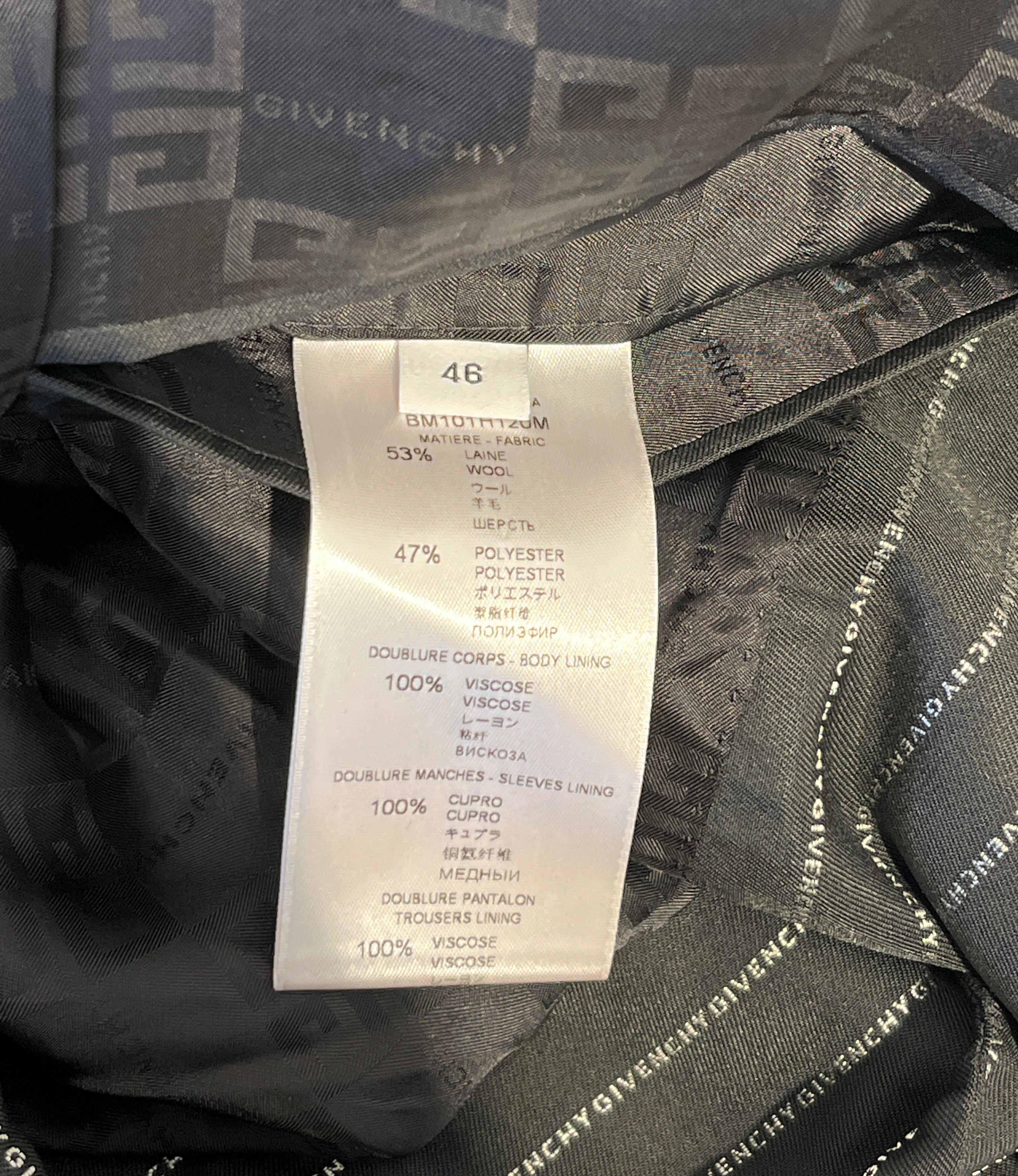 GIVENCHY/Tailored Jkt/46/Black/Wool/BM101H120M view 5