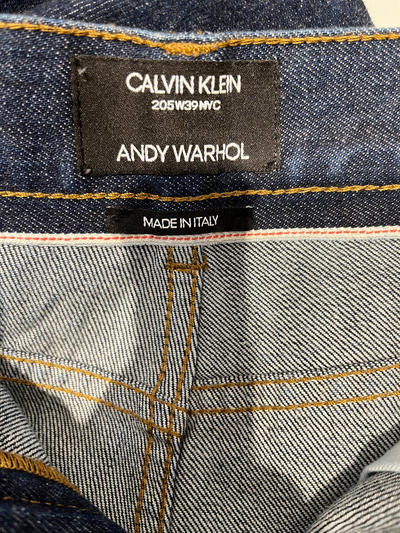Calvin Klein/Straight Pants/32/Cotton/NVY/Graphic/ANDY WARHOL GRAPHIC DENIM