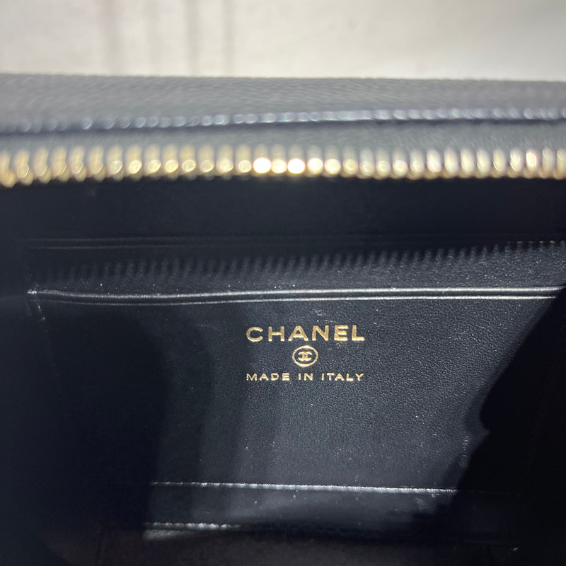 CHANEL/Cross Body Bag/Leather/BLK/Caviar Vanity Filigree