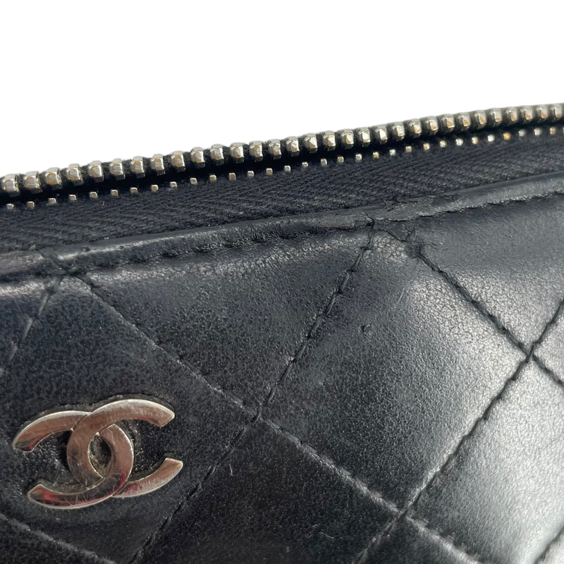 CHANEL/Long Wallet/Leather/BLK/MAROON LINING