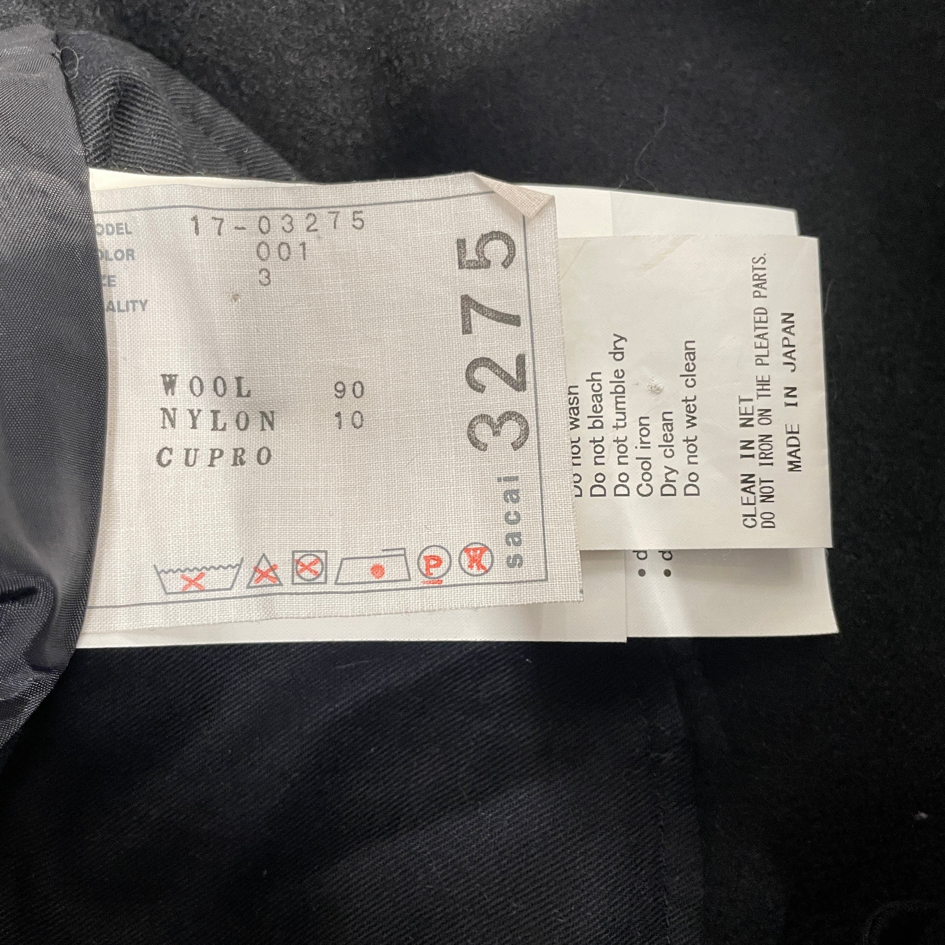 Sacai/Pants/3/Wool/BLK/PLEATED CAPRI WIDE view 3
