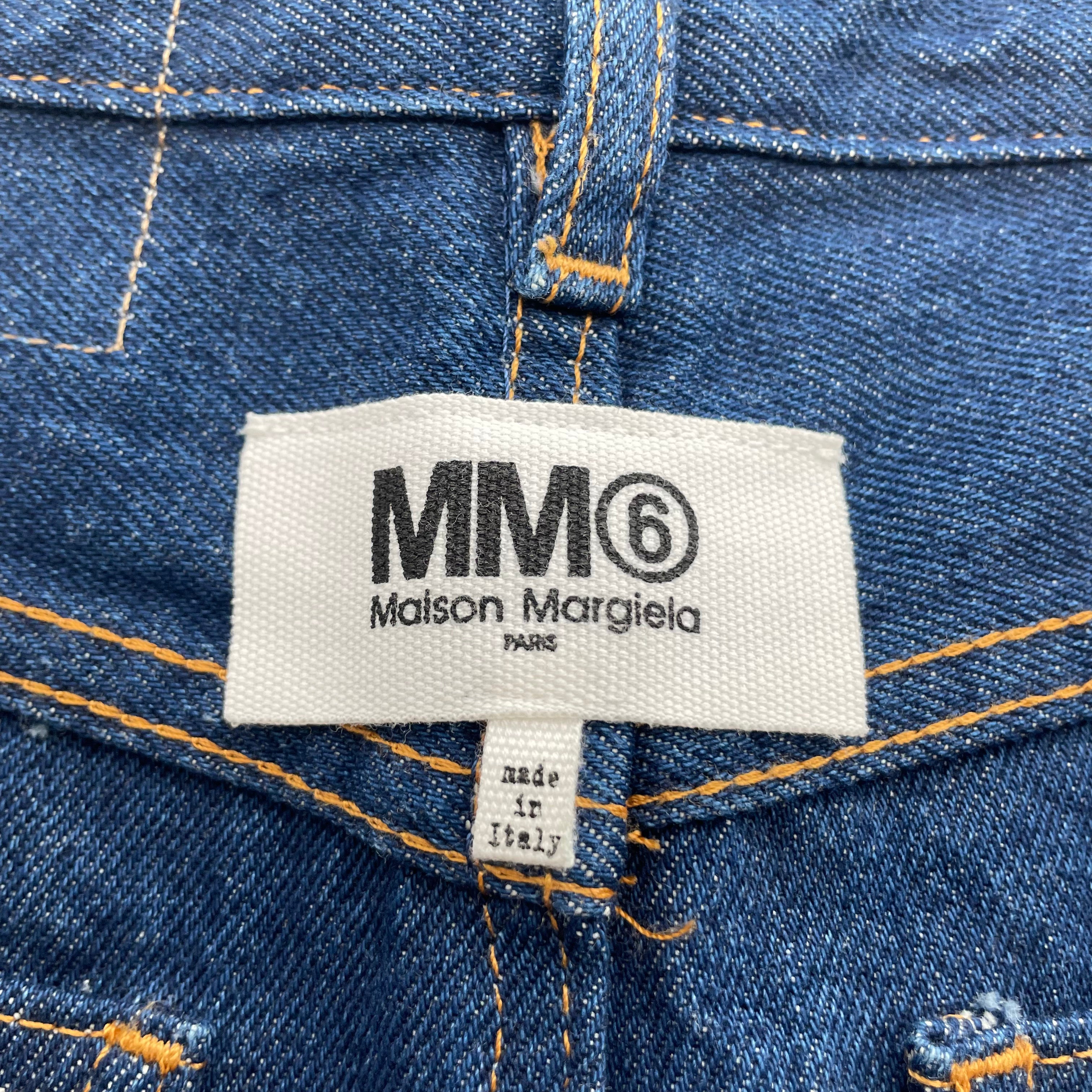 MM6/Skirt/38/Cotton/NVY/Midi Length/WHITE STITCHING MIDDLE view 3