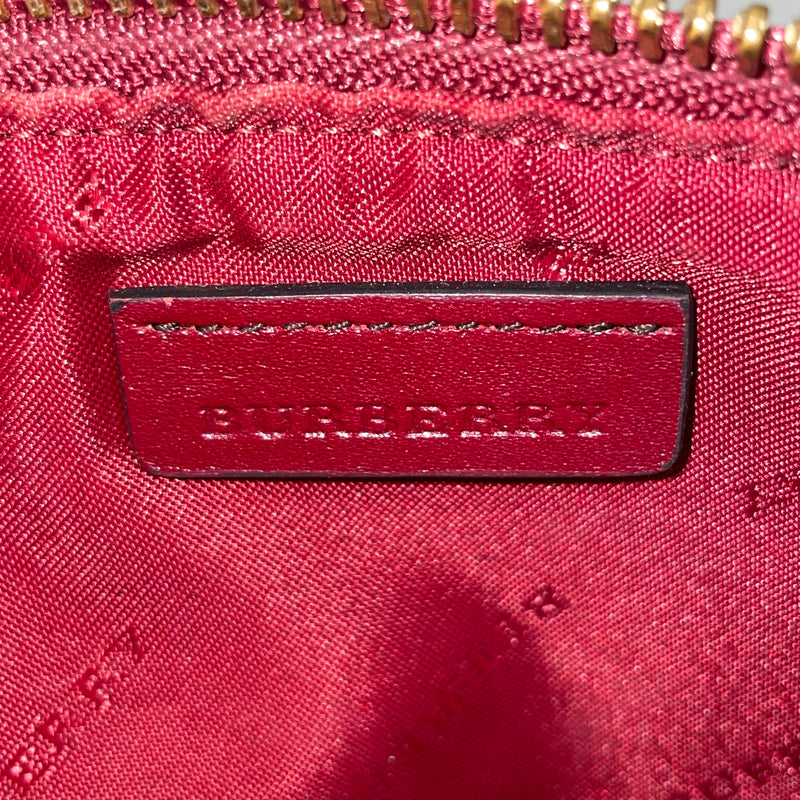 BURBERRYS/Bag/S/Plaid/Leather/MLT/Horse/cherry red/tan