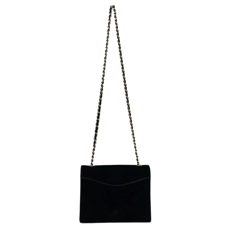 CHANEL/Cross Body Bag/Suede/BLK/R21101345 QUILTED FLAP/CHAIN