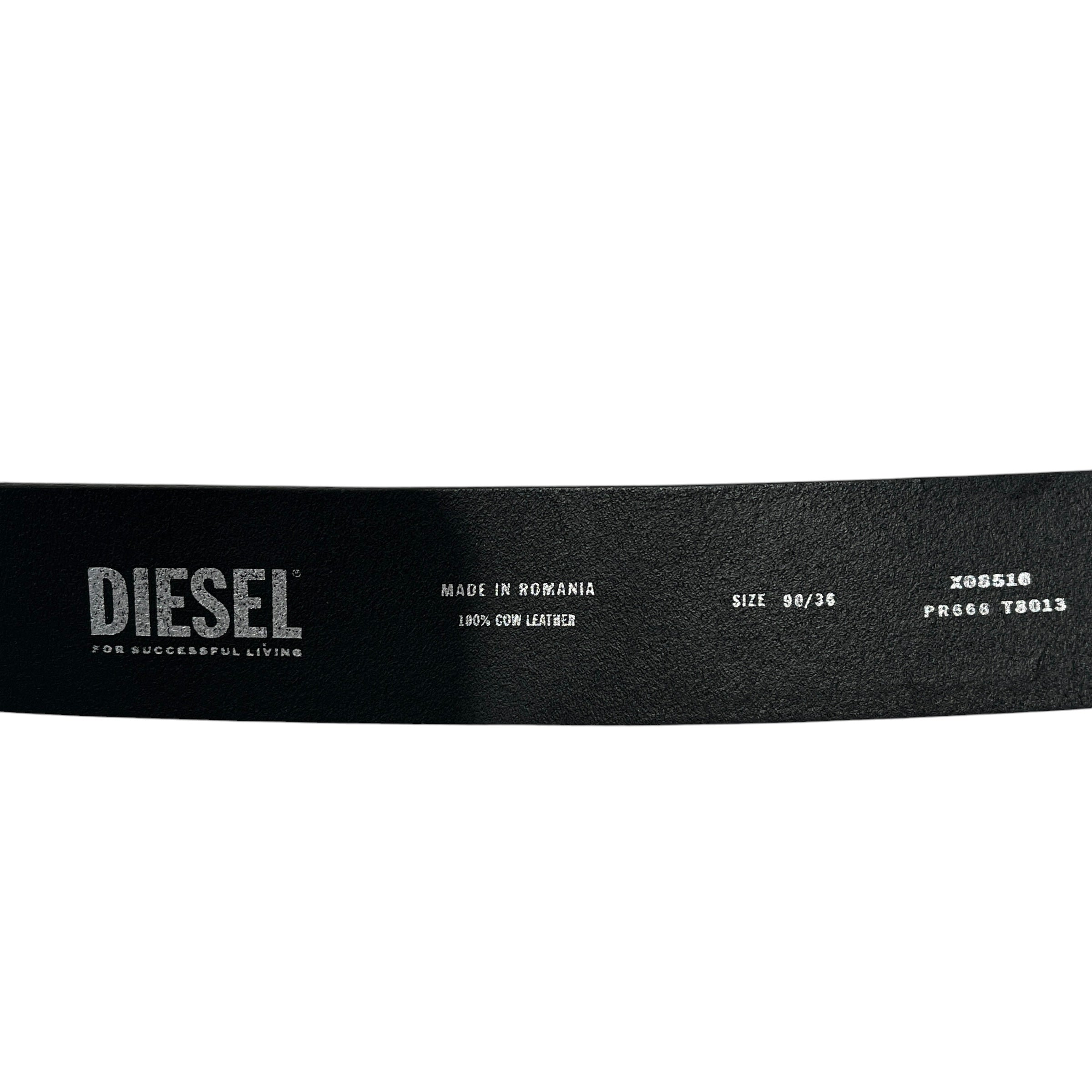 DIESEL/Belt/Leather/BLK/SILVER LOGO BUCKLE view 3