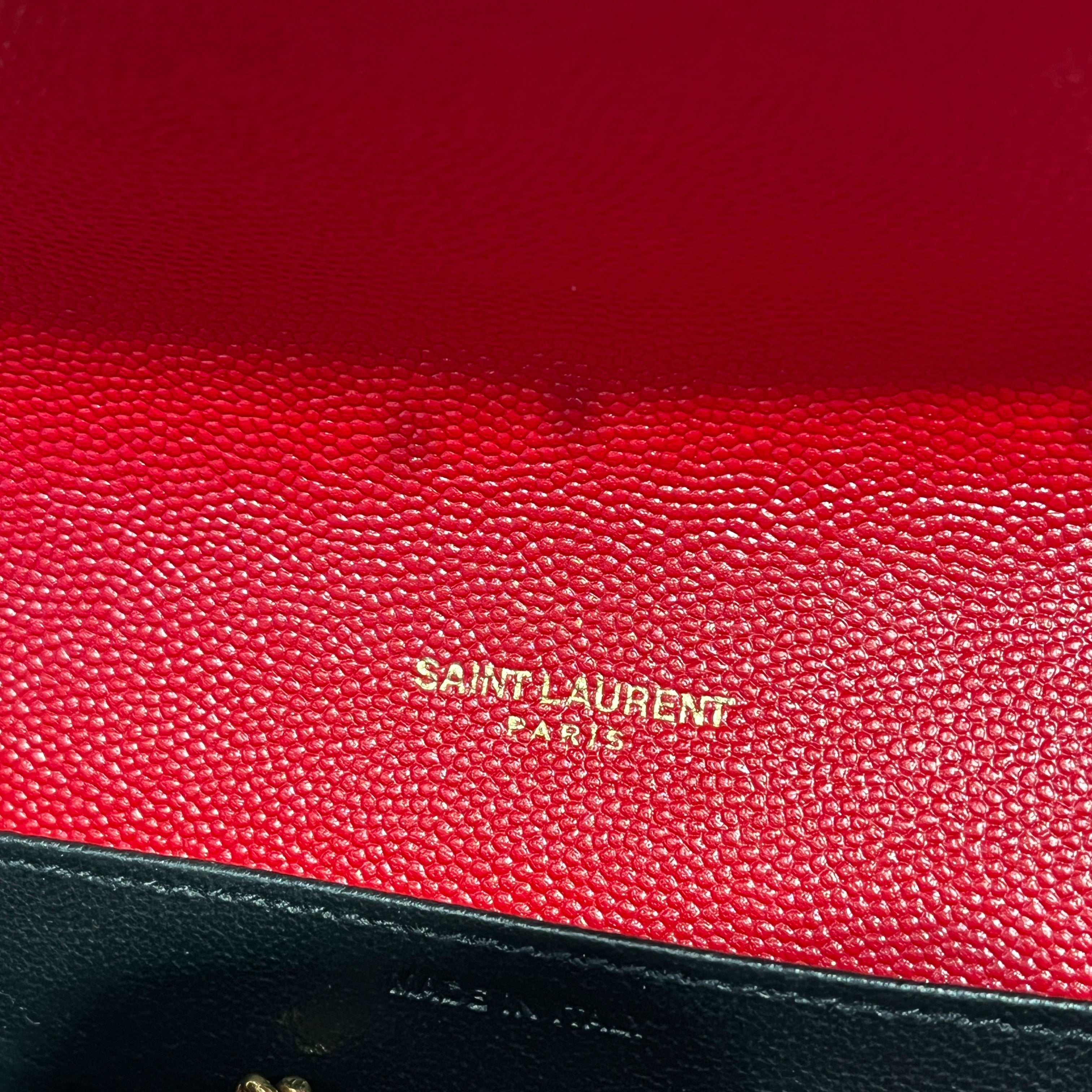 SAINT LAURENT/Cross Body Bag/Leather/RED/UPTOWN GOLD CHAIN WALLET GRAIN view 5