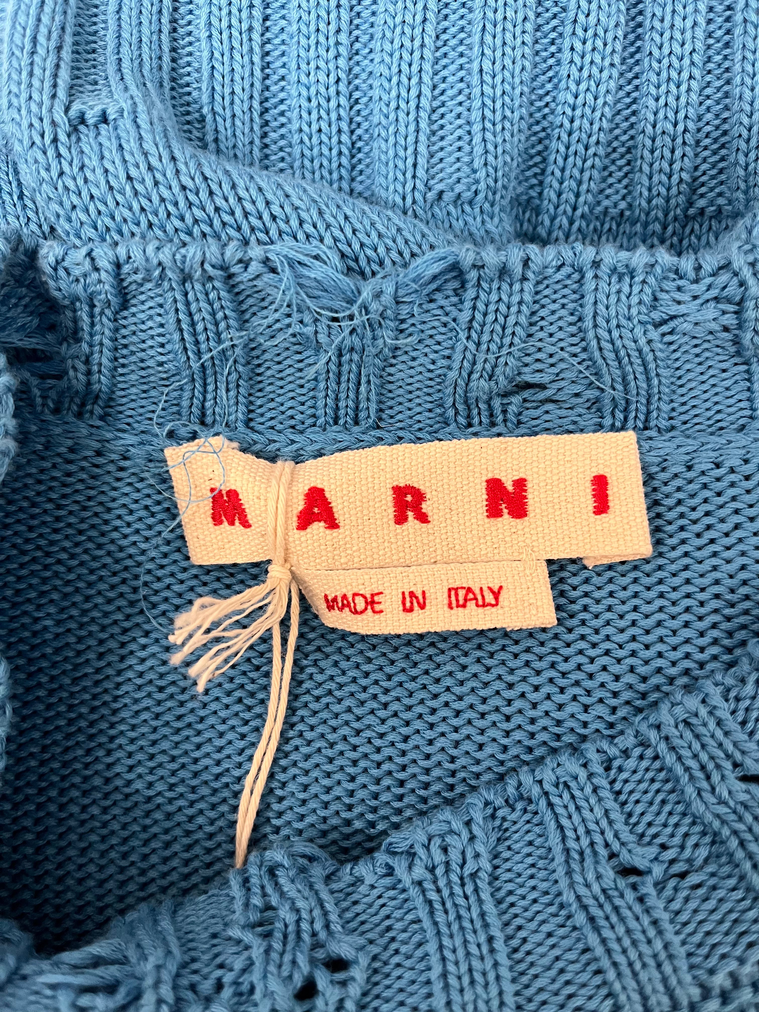 MARNI/Sweater/48/Cotton/BLU/WHITE STITICHED LOGO ON NECK view 3