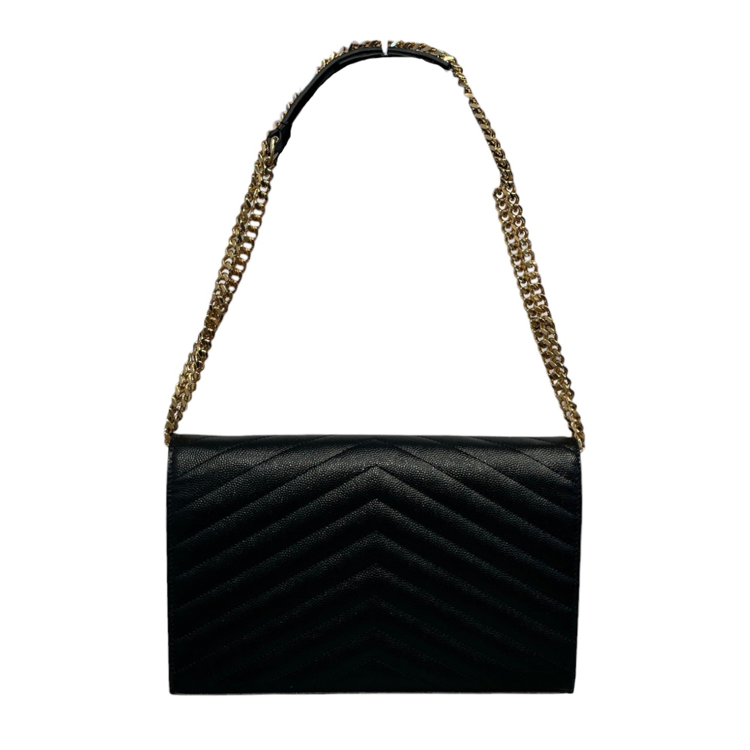 YVES SAINT LAURENT/Cross Body Bag/Leather/BLK/Chevron Envelope view 2