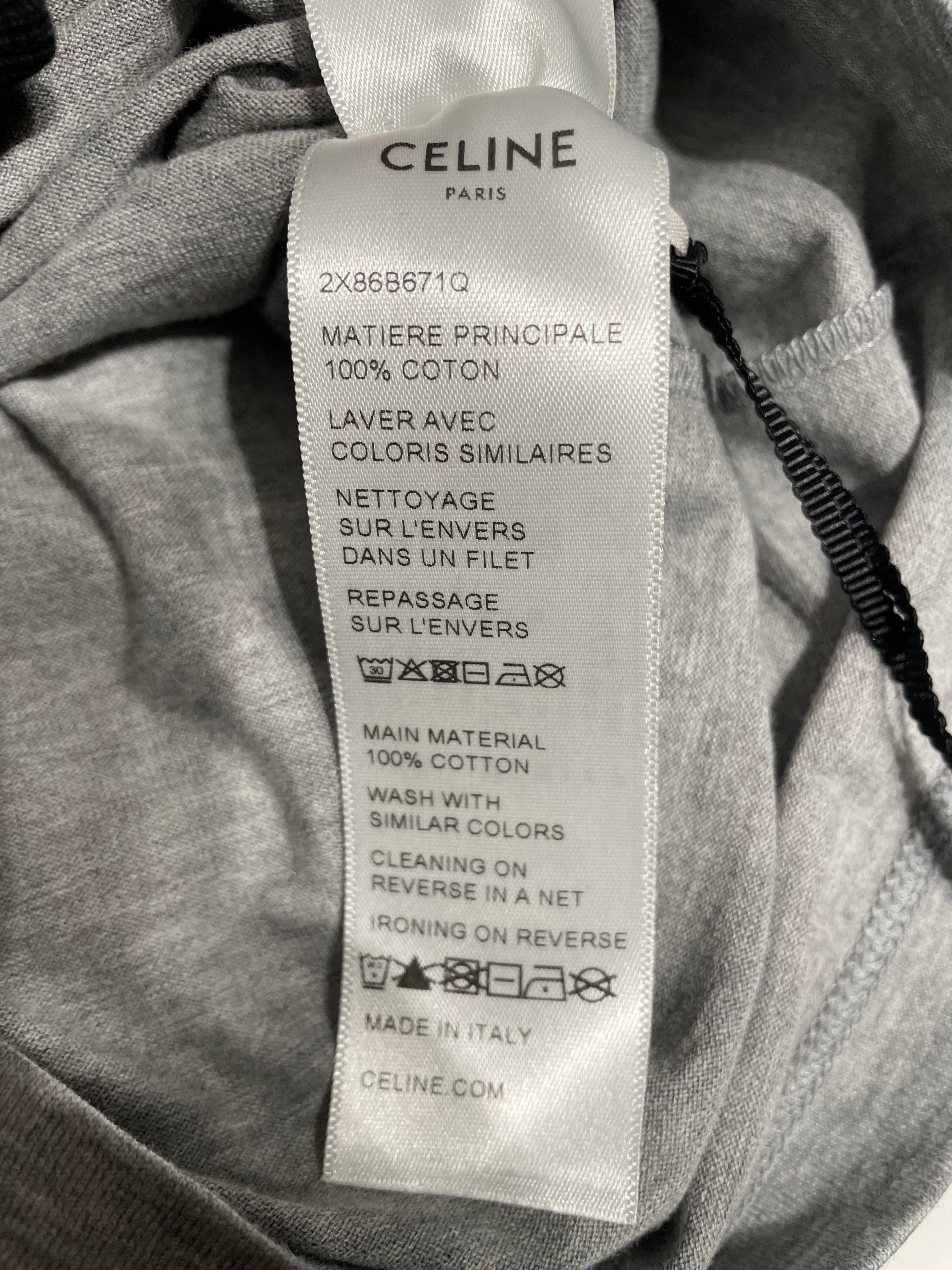 CELINE/T-Shirt/XL/Cotton/GRY/Graphic/flag tee view 4