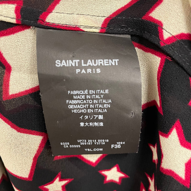 SAINT LAURENT/LS Shirt/36/Rayon/BLK/All Over Print/2014 STAR PRINT SEMI SHEER