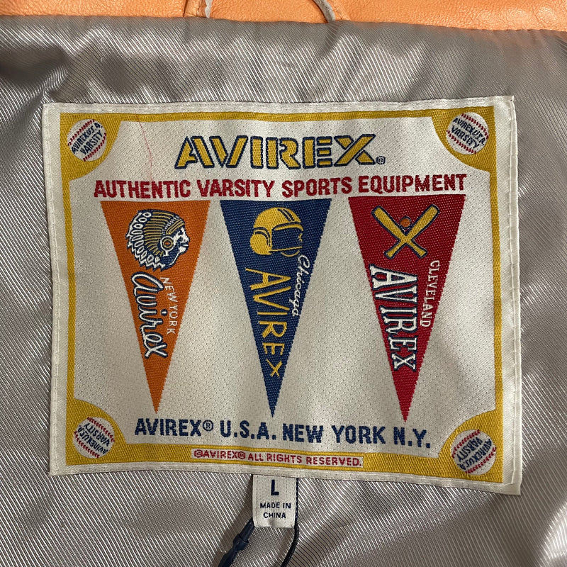 HELLSTAR/AVIREX/Leather Jkt/L/Leather/ORN/STAR PATCHES