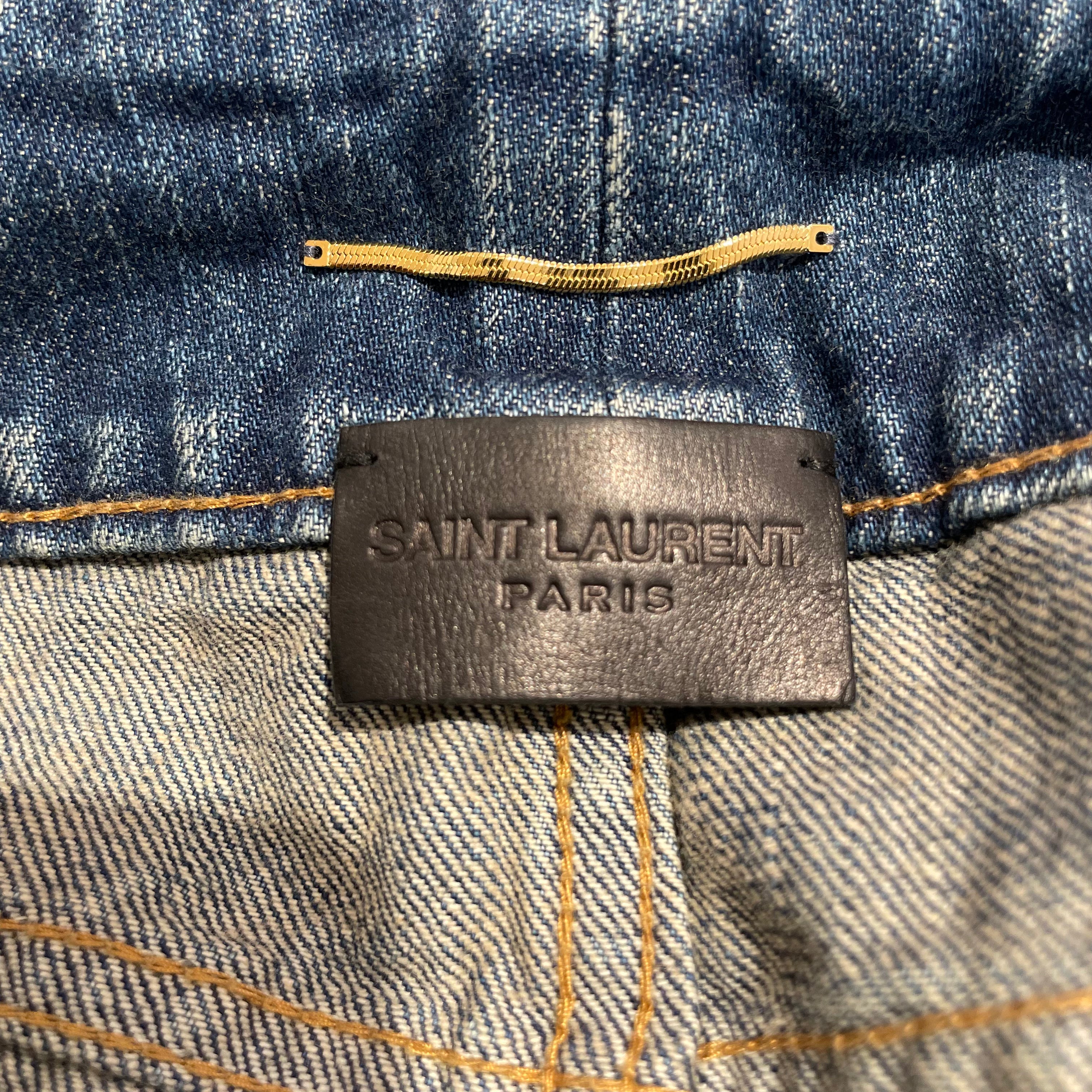 SAINT LAURENT/Skirt/27/Denim/BLU/2021 FULLBUTTON GOOD FADE view 3