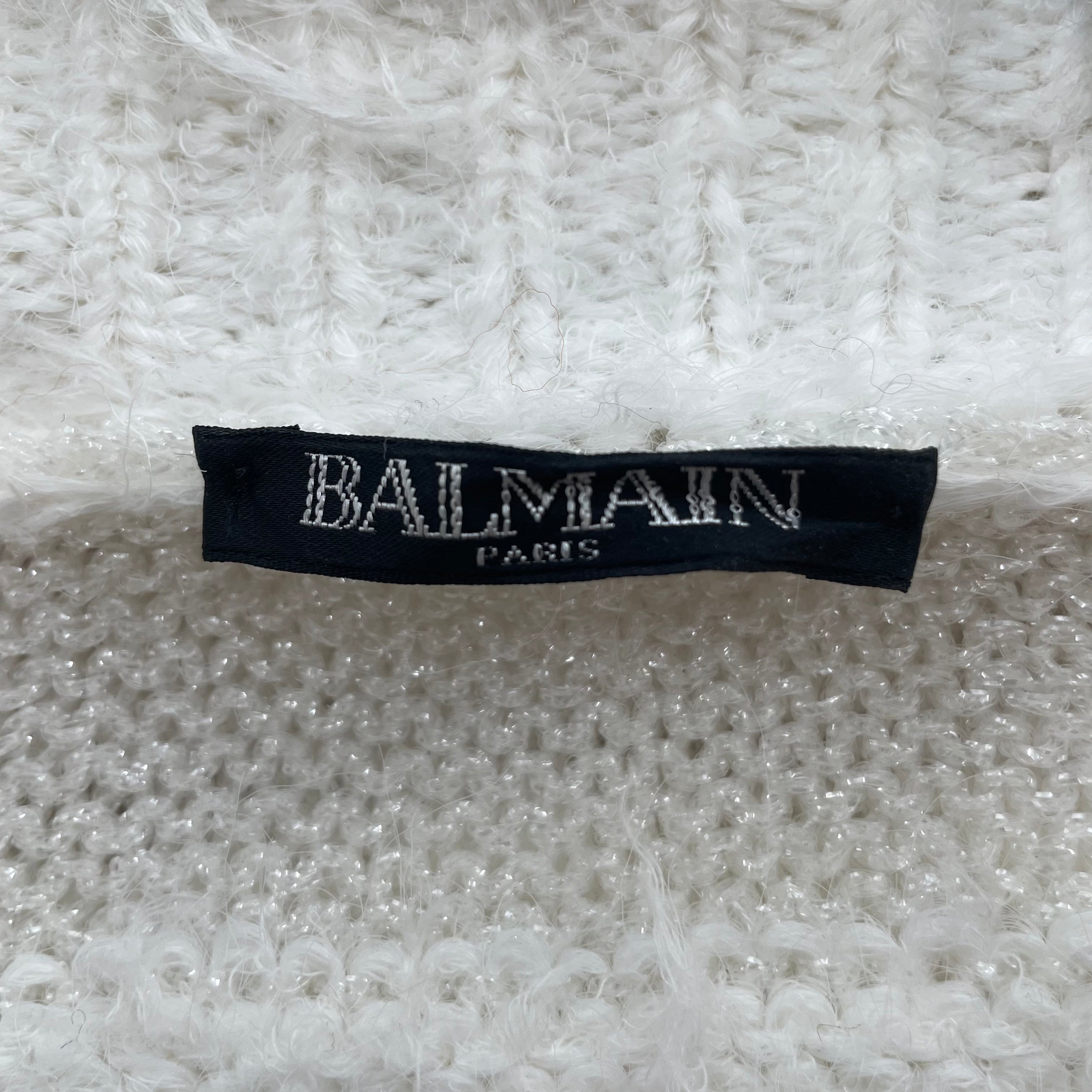 BALMAIN/Heavy Sweater/M/Stripe/WHT/ view 3