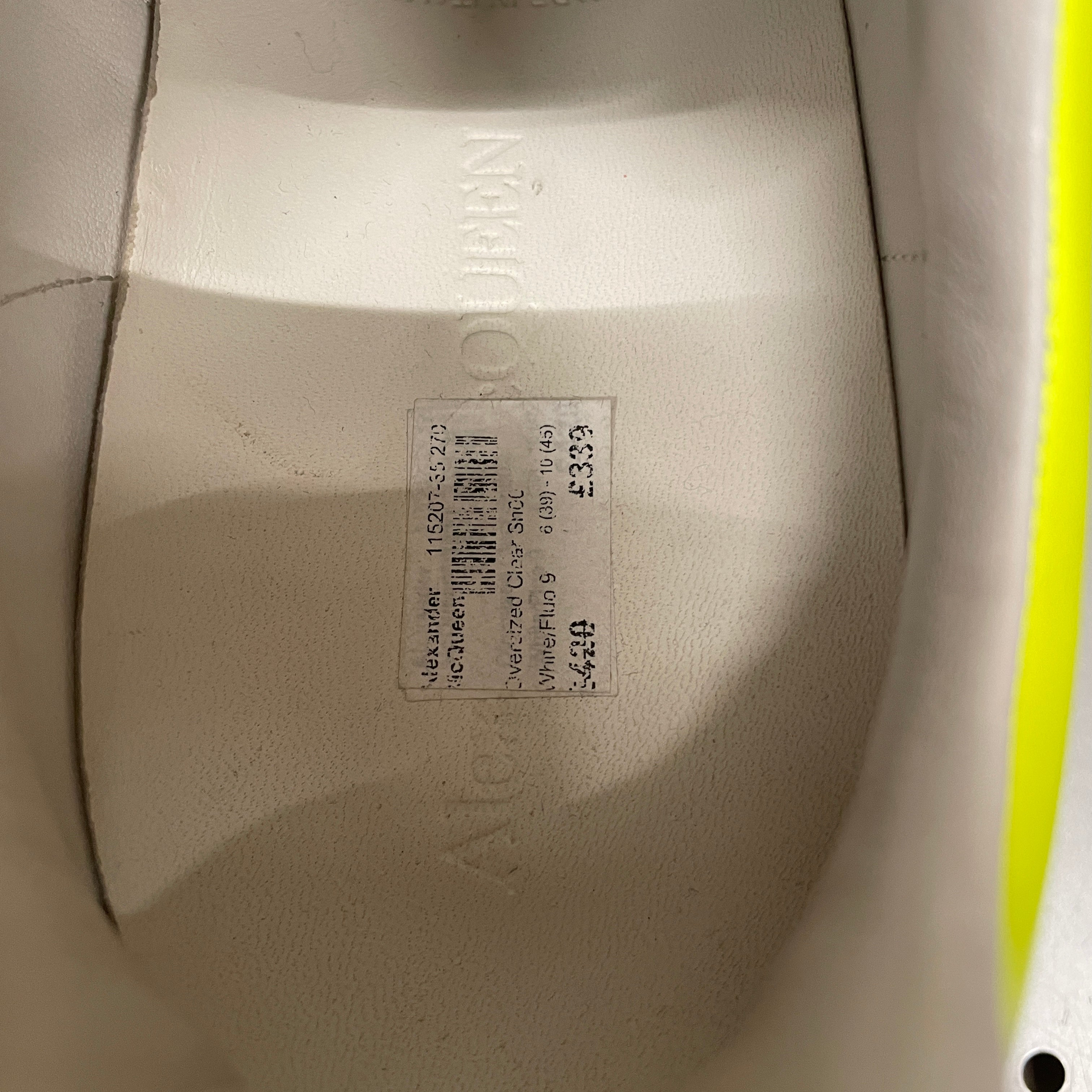 Alexander McQueen/Low-Sneakers/US 10/Leather/WHT/NEON SOLE/LACES view 4