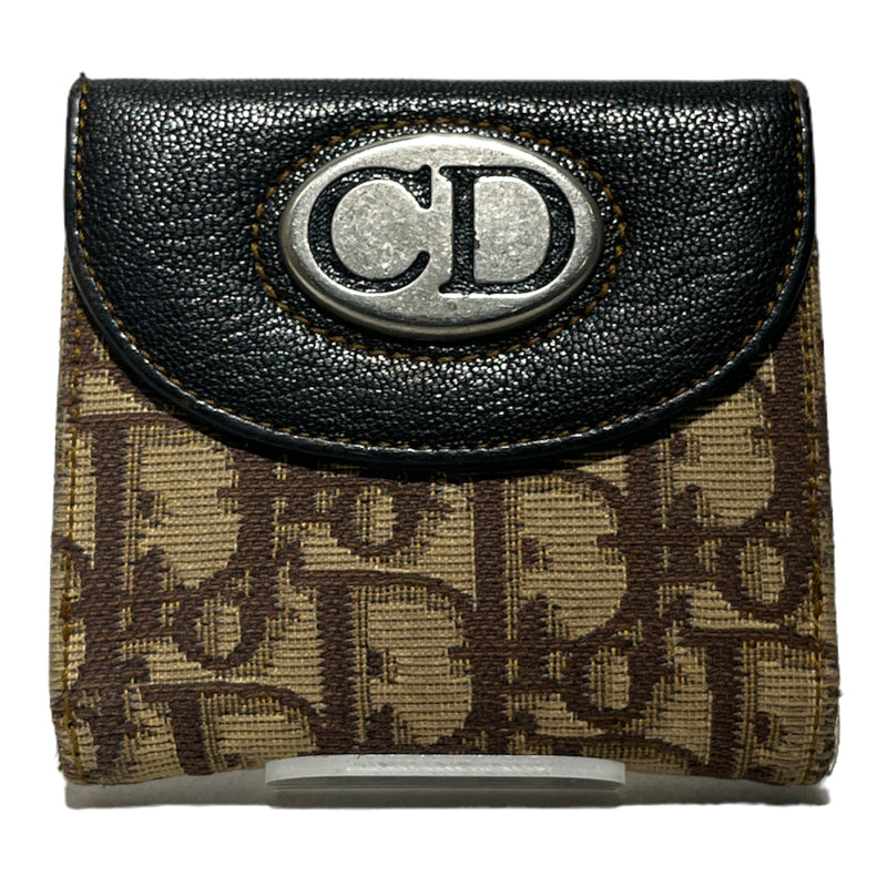 Christian Dior/Trifold Wallet/Monogram/Cotton/KHK/CD HOOK TRIFOLD
