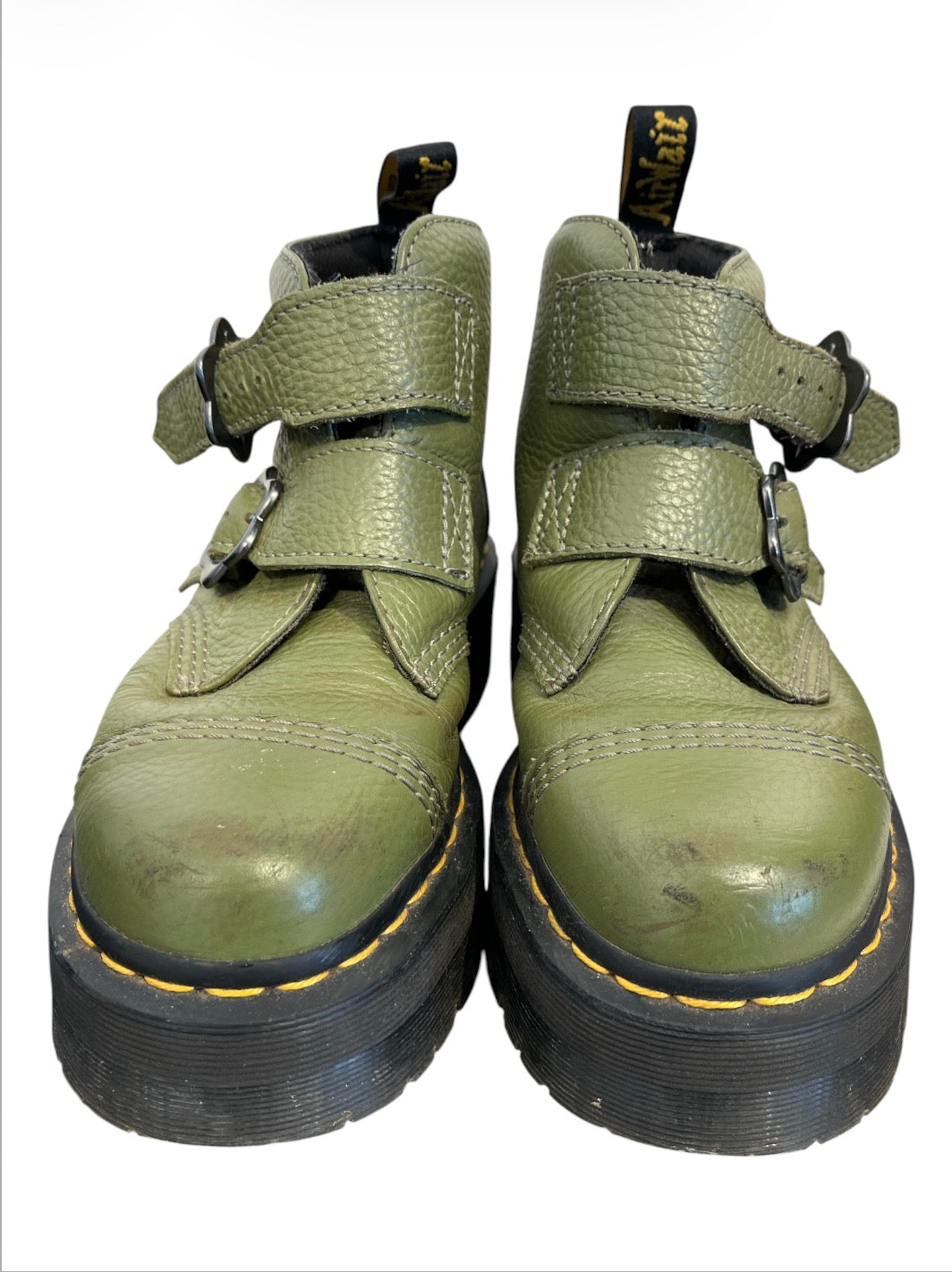 Dr.Martens/Boots/US 7/Leather/GRN/OLIVE GREEN PLATFORM BUCKLE view 1
