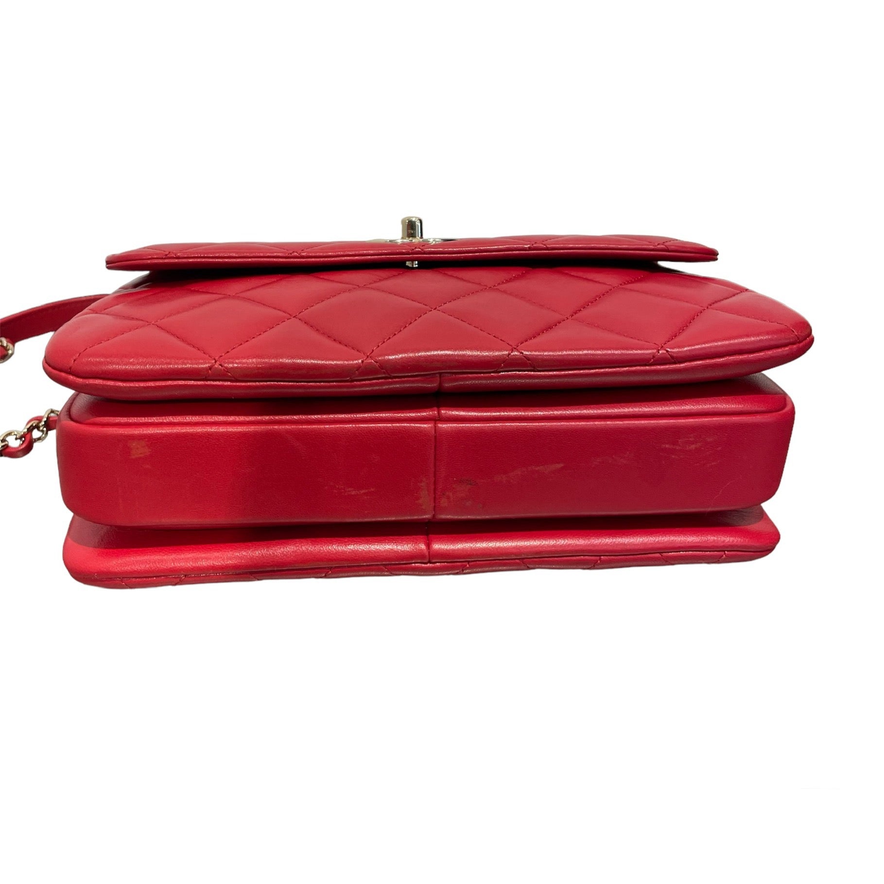 CHANEL/Cross Body Bag/Leather/RED/Gold hardware, Braided strap view 4