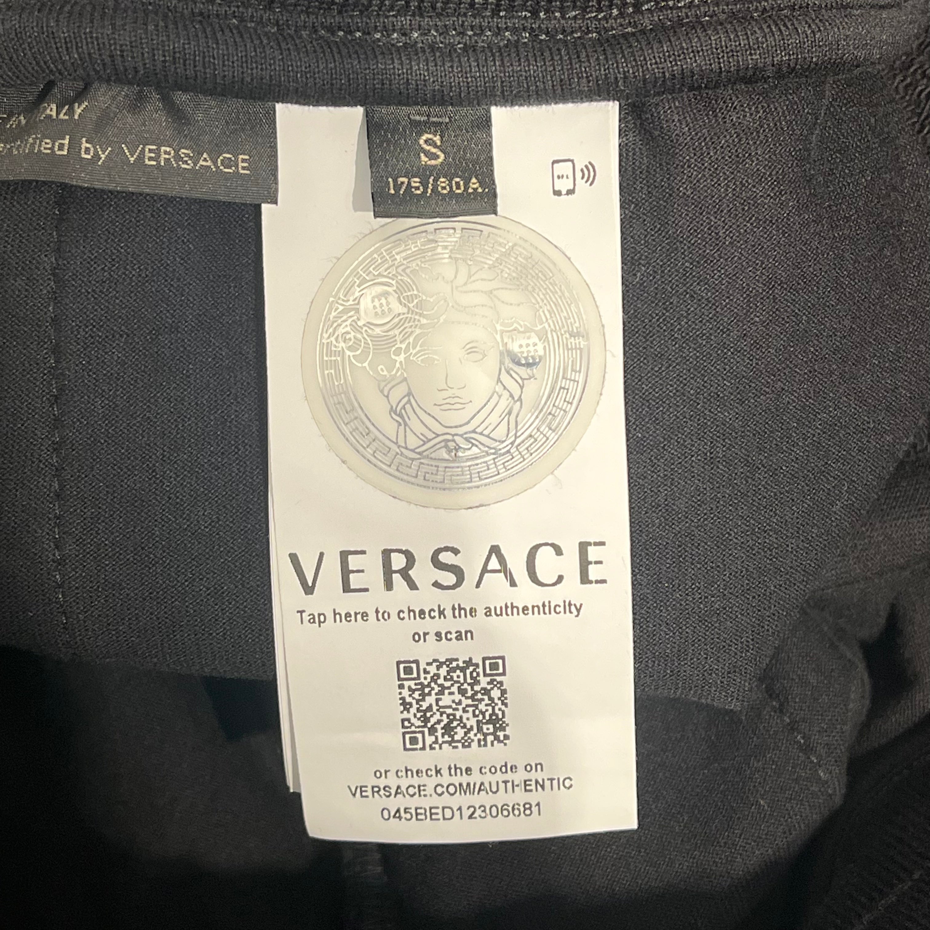 VERSACE/Pants/S/Cotton/BLK/Joggers Cursive Logo Leg view 4