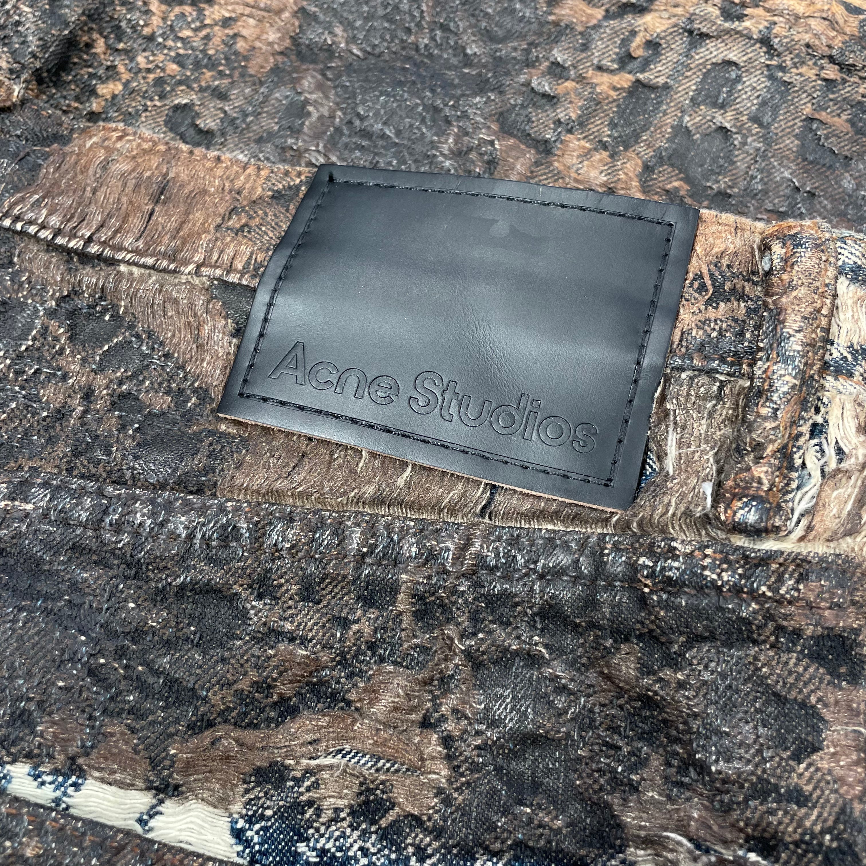 Acne Studios/Shorts/48/Leather/BRW/ripped brown leather/denim int view 5