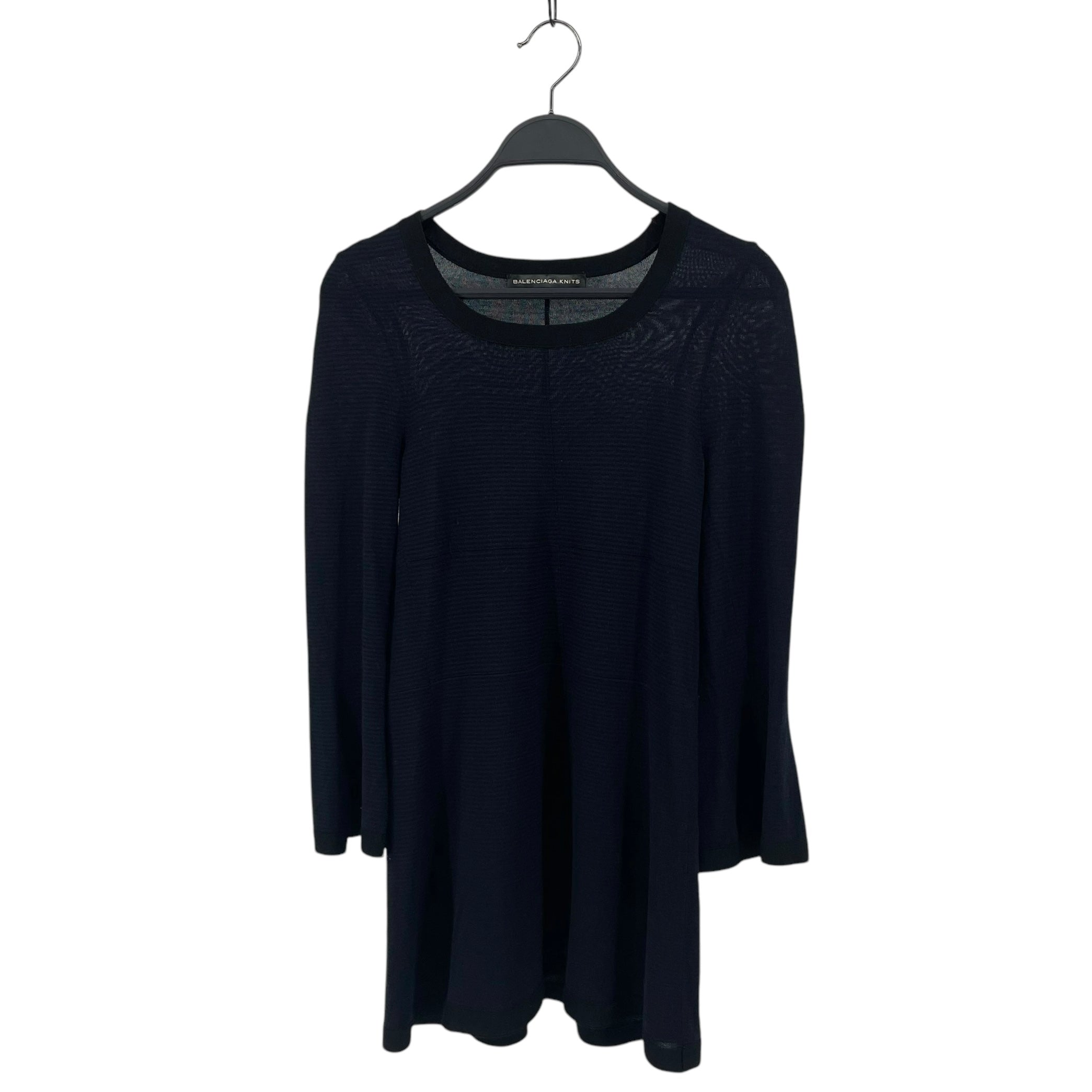 BALENCIAGA/LS T-Shirt/S/Stripe/Wool/NVY/FLARE SLEEVES HEM view 1