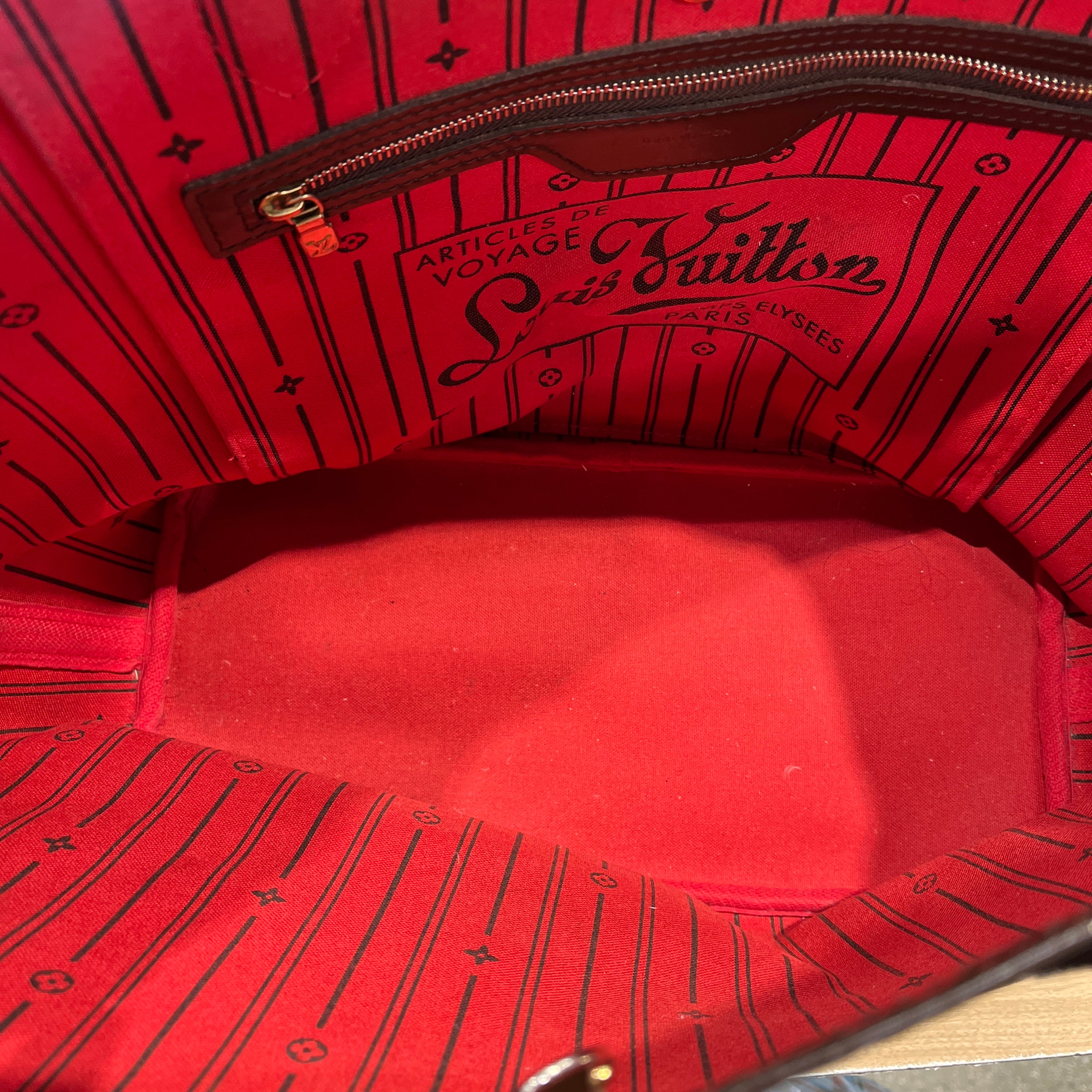 LOUIS VUITTON/Tote Bag/Stripe/Leather/BRW/Damier Ebene Neverfull MM view 8