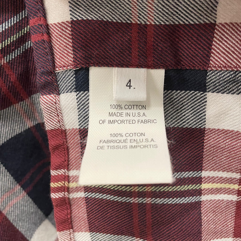THOM BROWNE. NEW YORK/LS Shirt/4/Cotton/BRD/Plaid/NVY/BURG/WHT PLAID BTN UP