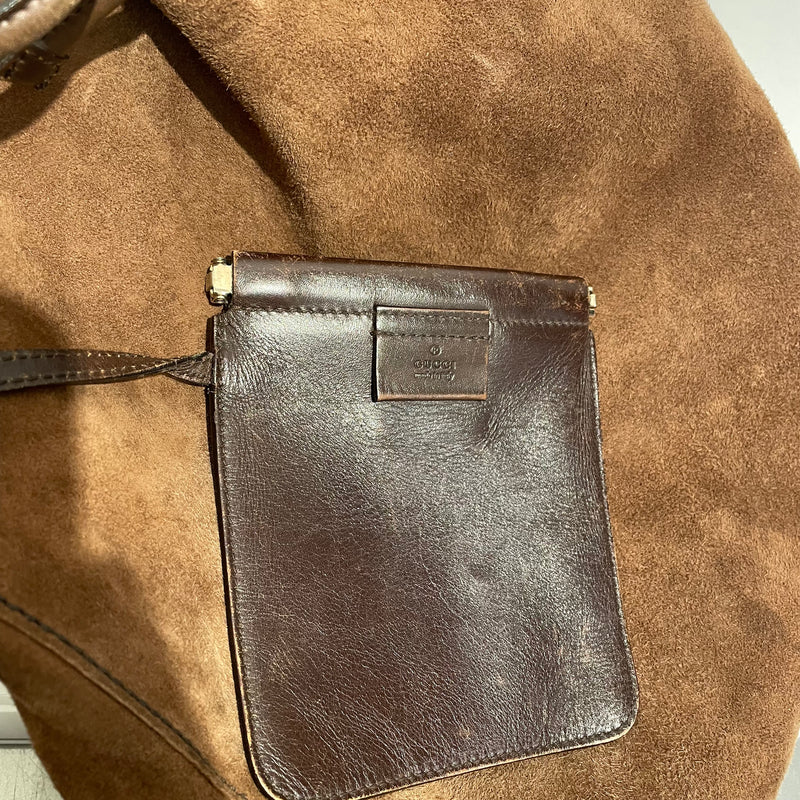 GUCCI/Tote Bag/Suede/CML/Gold Hardware
