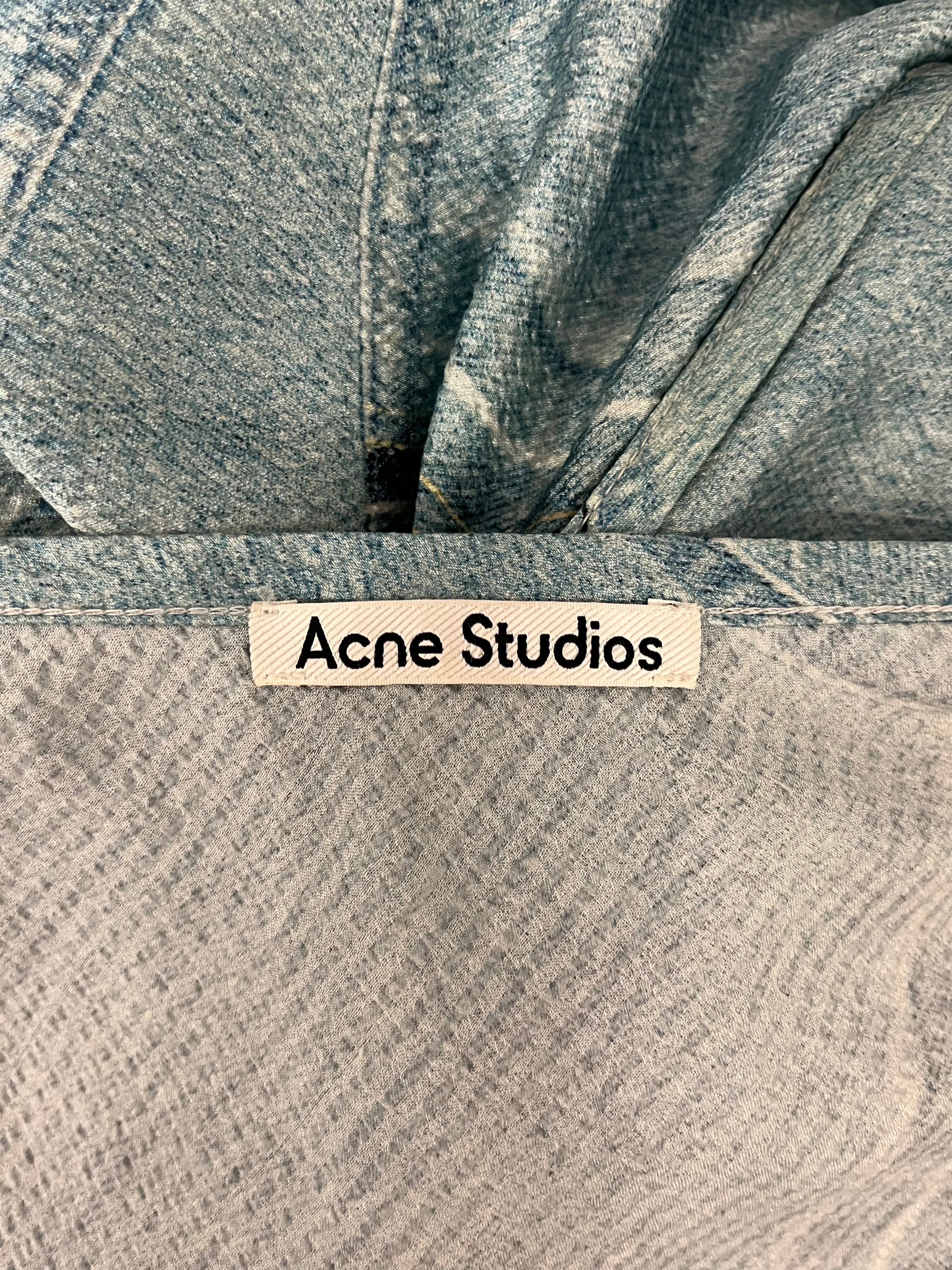 ACNE STUDIOS/SL Dress/38/All Over Print/Polyester/BLU/Midi Length/denim printed slip dress view 3