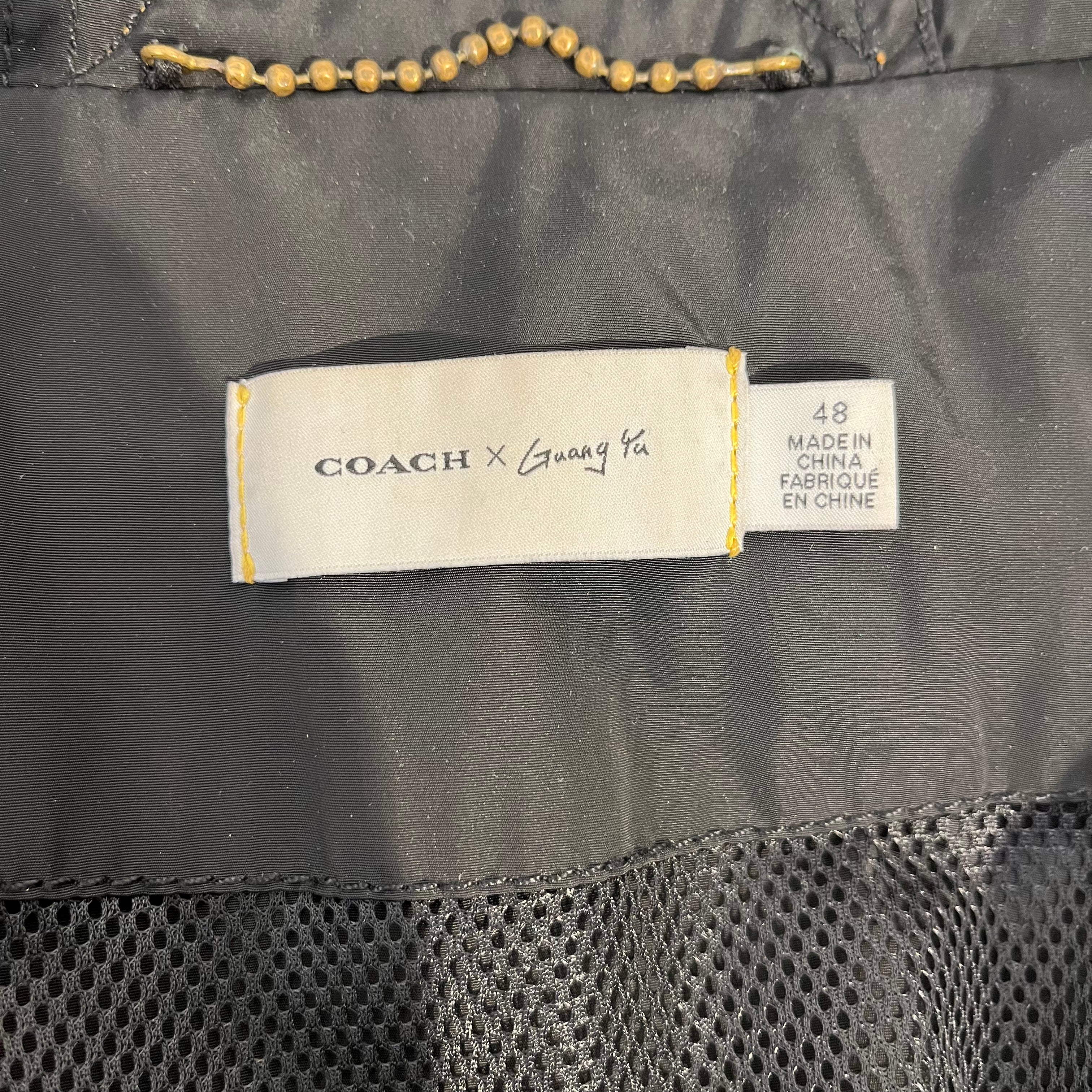 COACH/Windbreaker/48/Polyester/BLK/Yellow zipper view 3