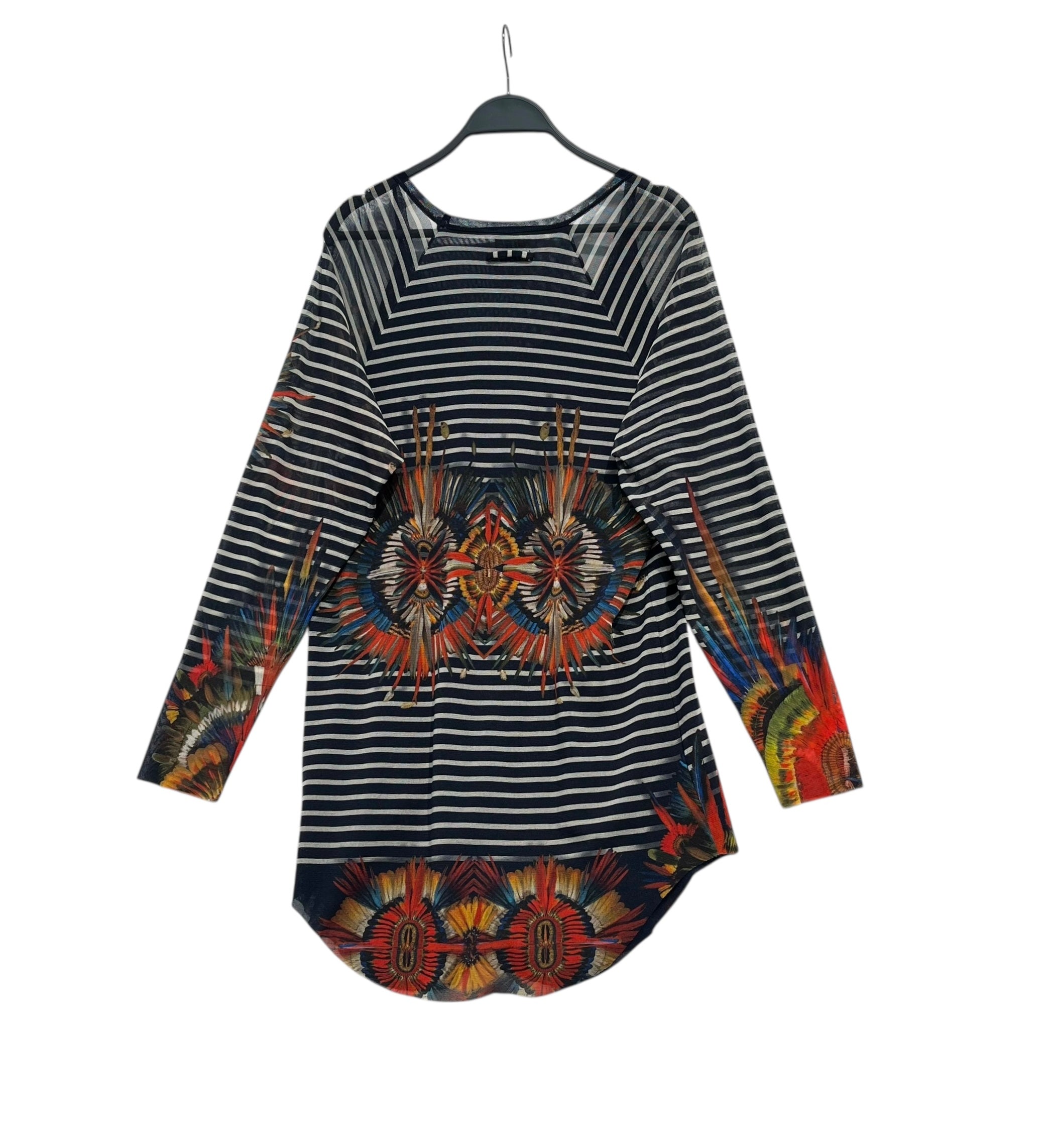 Jean Paul Gaultier/LS T-Shirt/OS/Polyester/NVY/All Over Print/STRIPED W FEATHER PRINT view 2