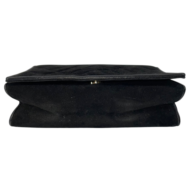 CHANEL/Cross Body Bag/Suede/BLK/R21101345 QUILTED FLAP/CHAIN