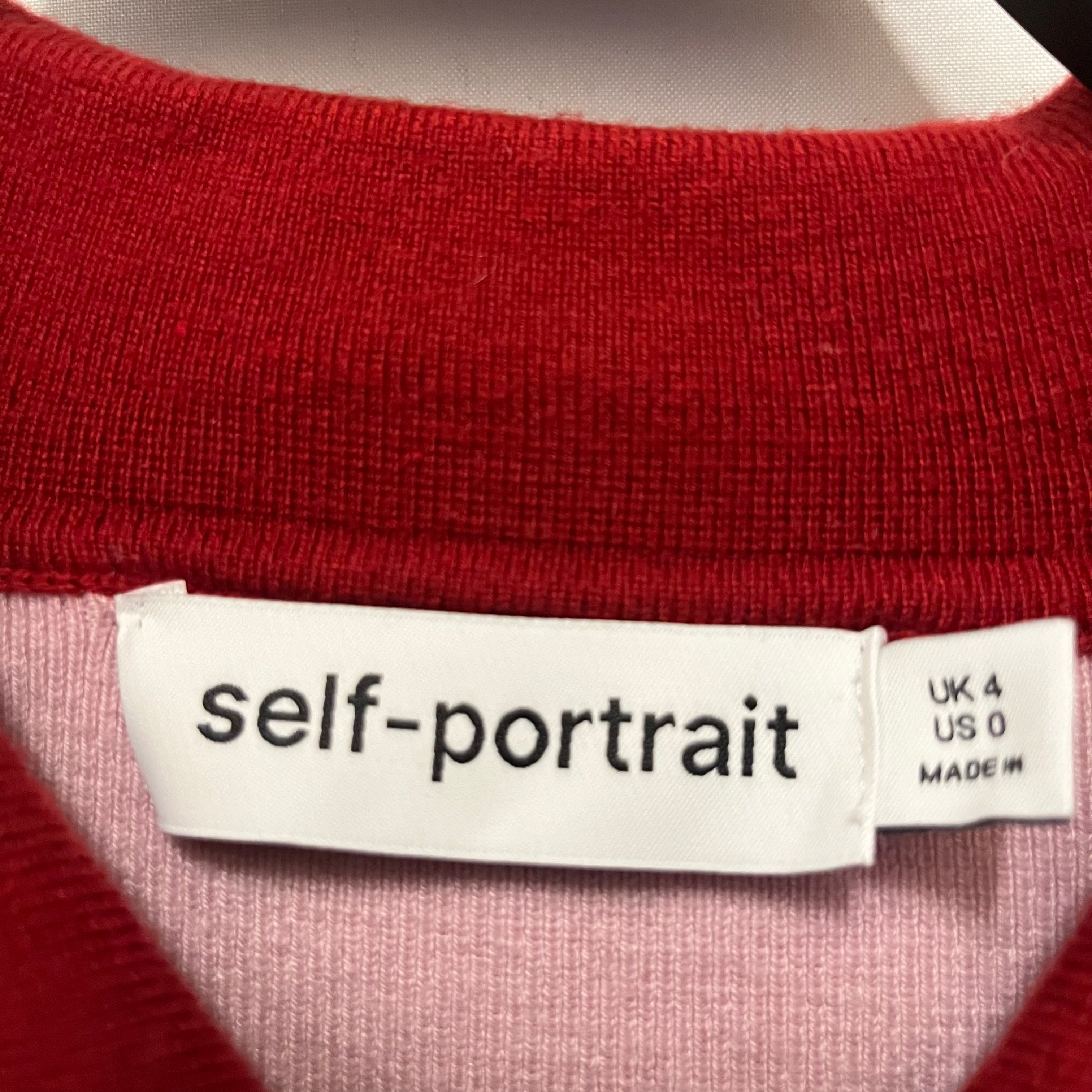 self-portrait/Cardigan/0/Wool/PNK/RED COLLAR view 3