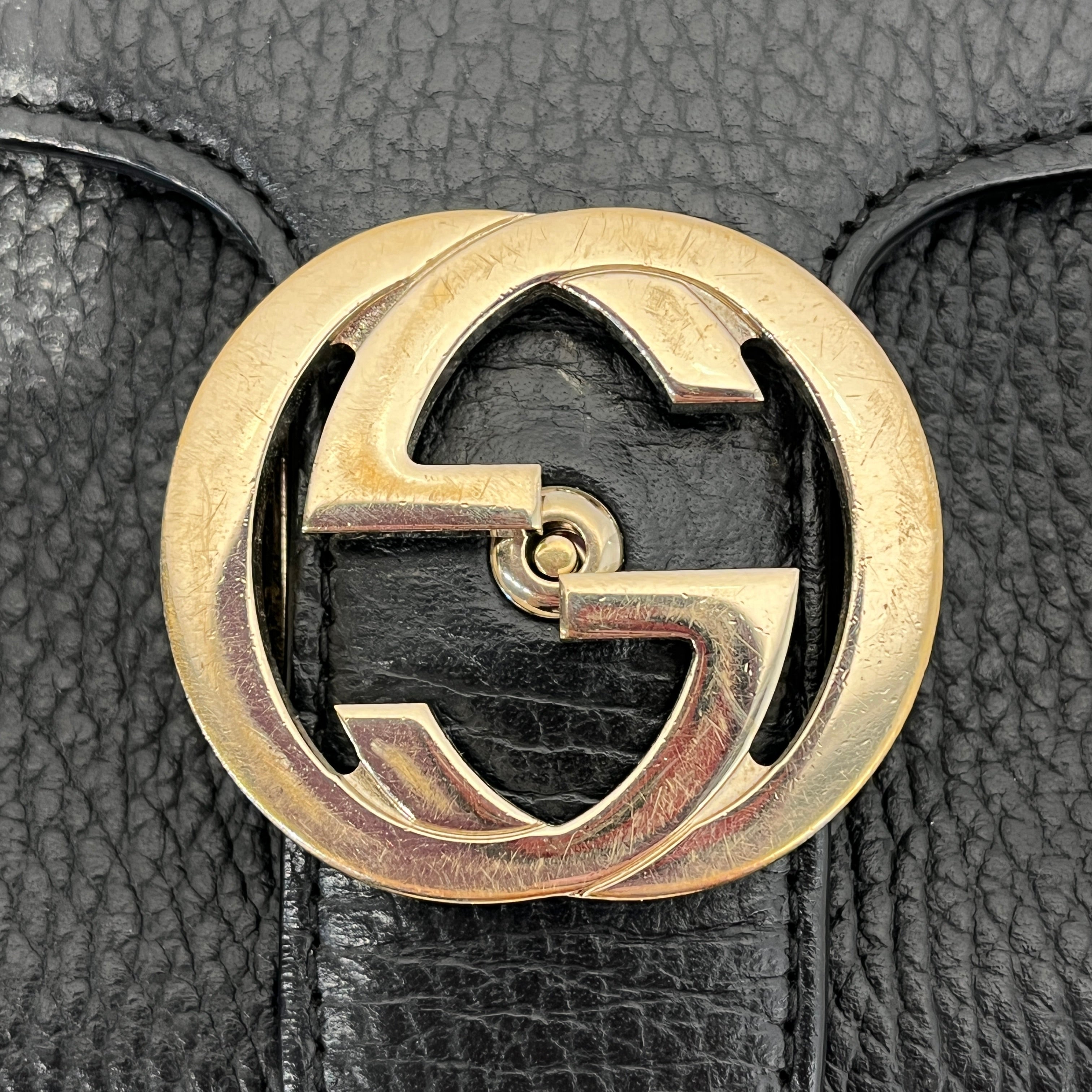 GUCCI/Hand Bag/Leather/BLK/INTERLOCKING GG view 7