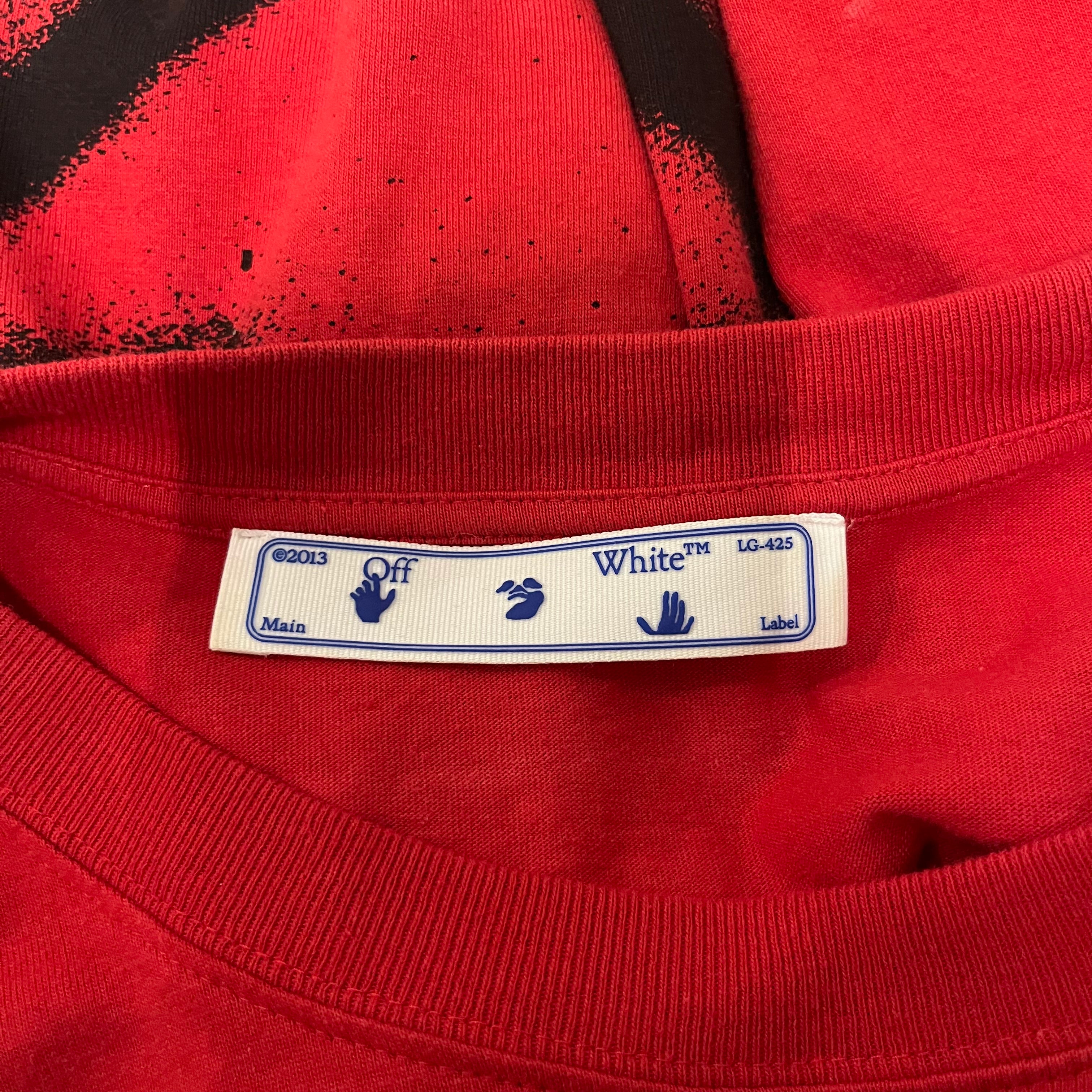 OFF-WHITE/T-Shirt/M/Cotton/RED/Graphic/spray marker view 3