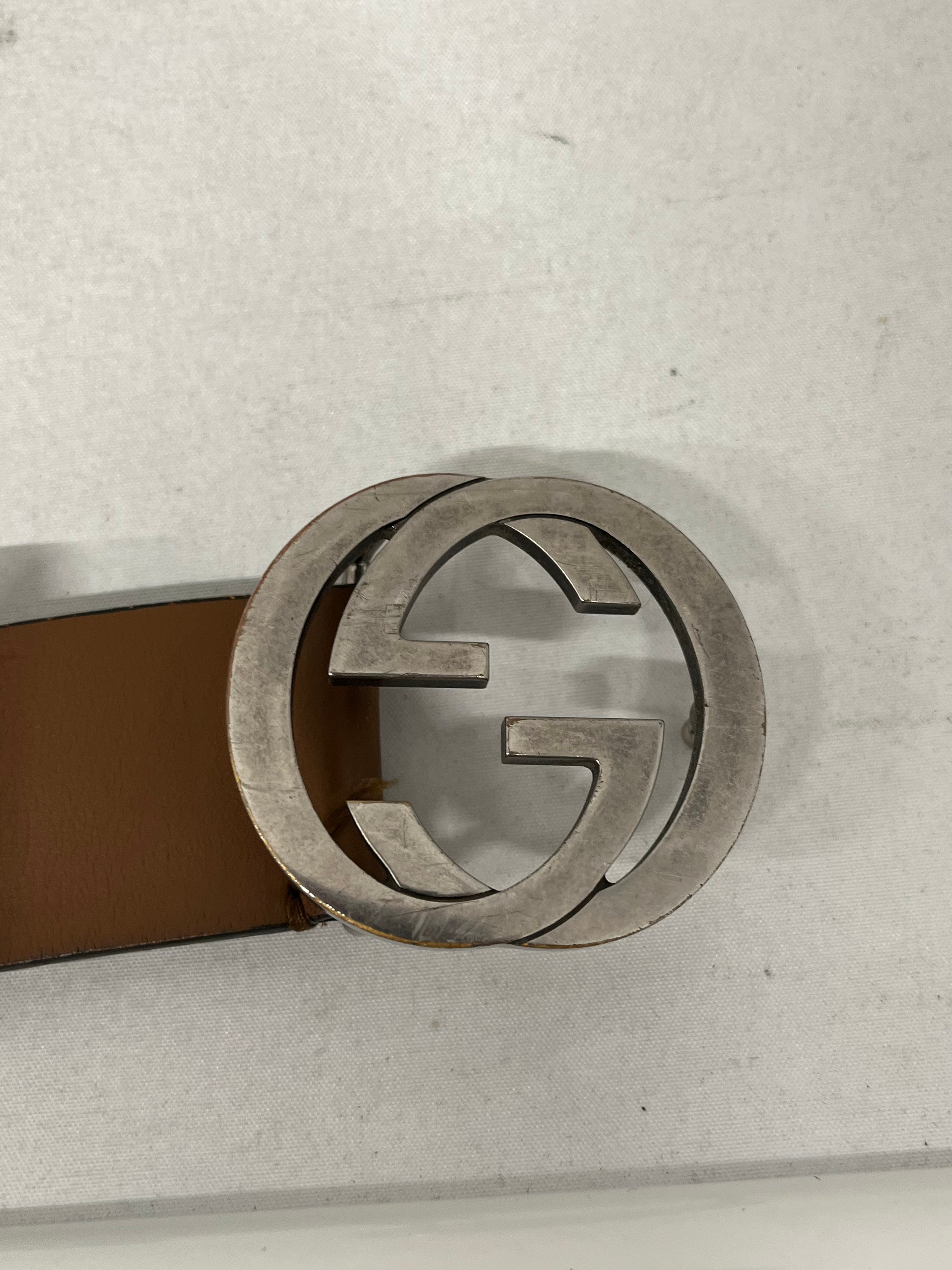 GUCCI/Belt/Leather/BRW/GG BUCKLE 5466389 BGHON view 5