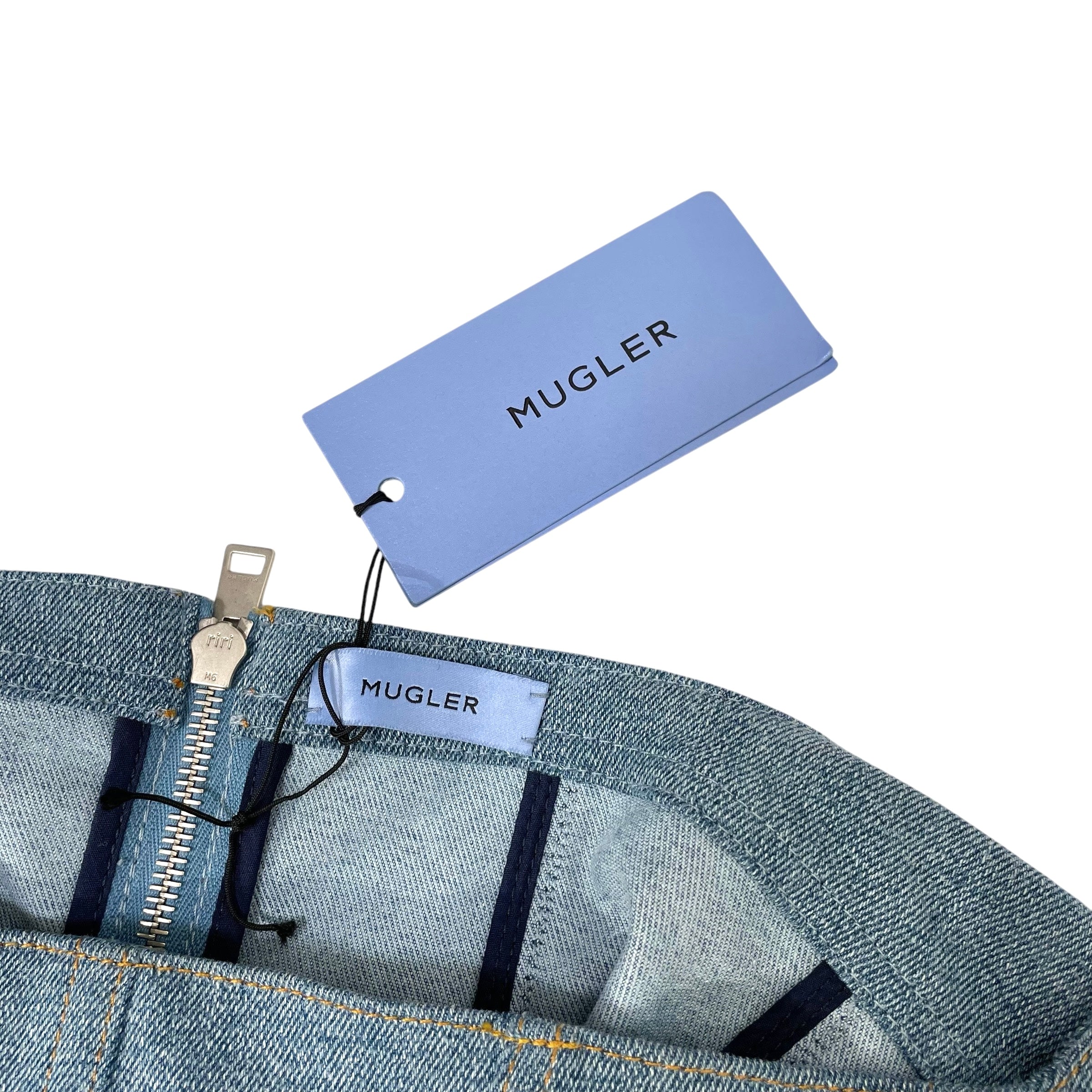 MUGLER/SS Shirt/44/Denim/BLU/Corset Denim Top view 3