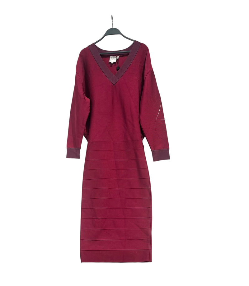 Herve Leger/LS Dress/S/Rayon/BRD/Maxi Length/V NECK LS DRESS