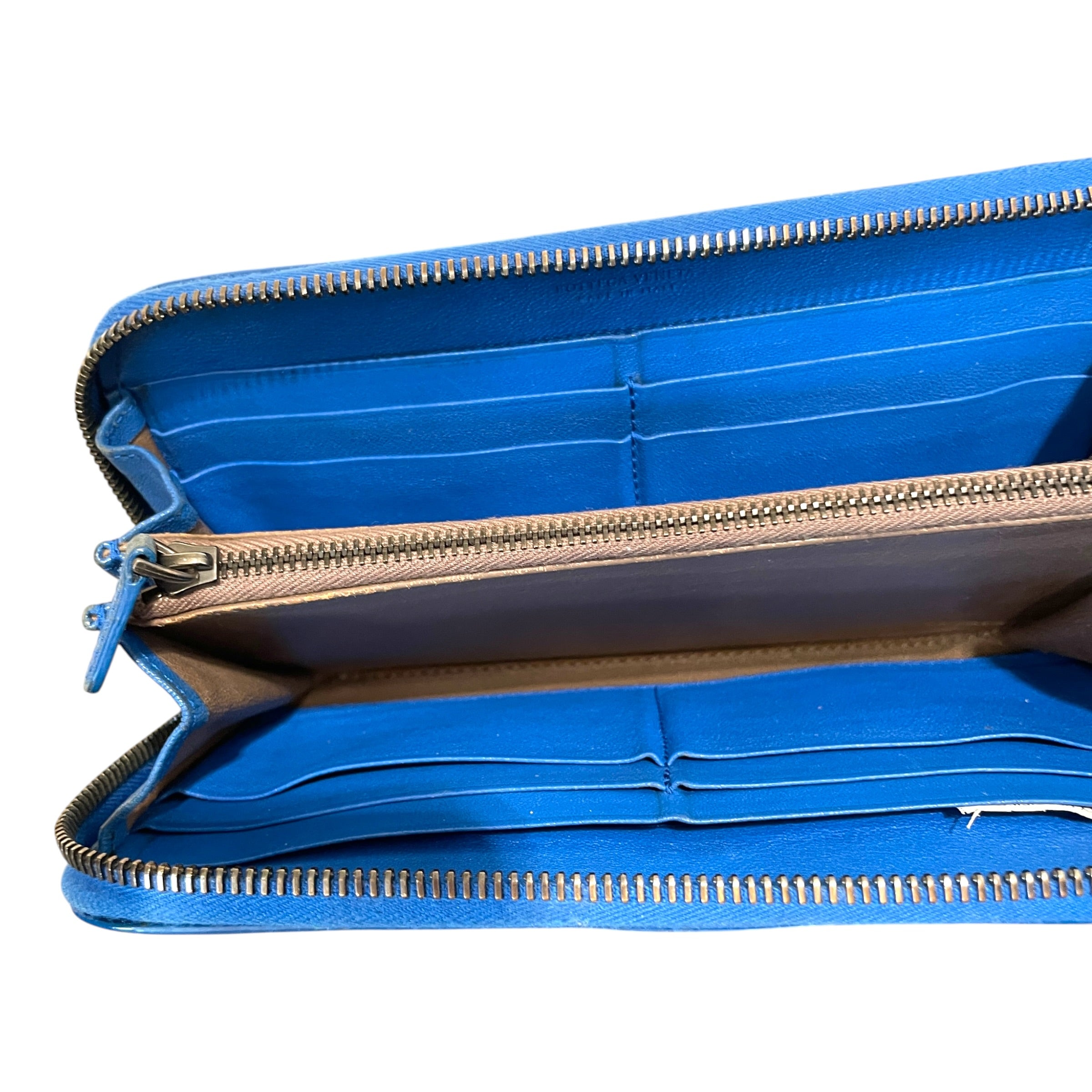 BOTTEGA VENETA/Bifold Wallet/Leather/BLU/Intrecciato Blue view 3