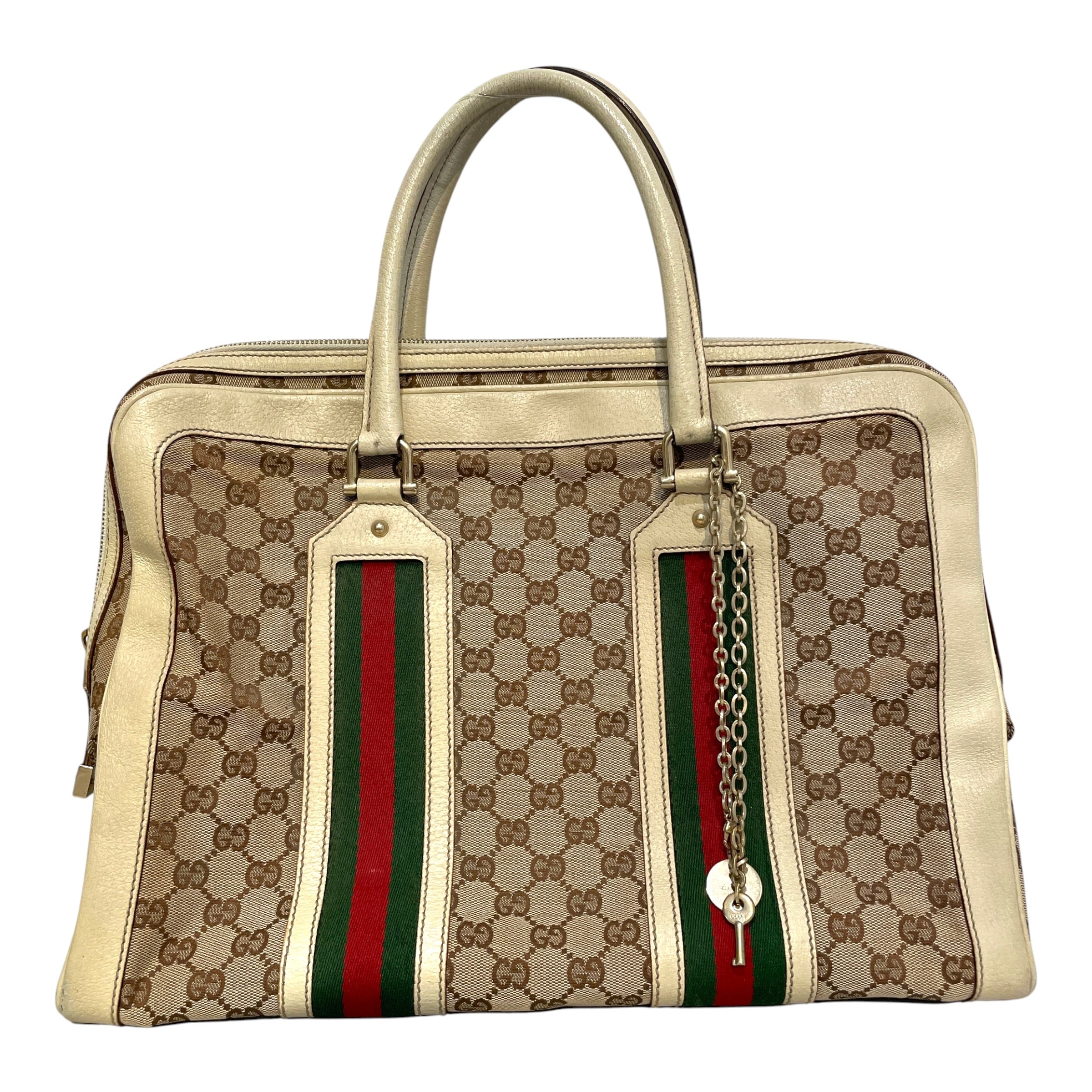GUCCI/Boston Bag/Monogram/Cotton/CRM/Web Detail Briefcase GG Canvas view 1