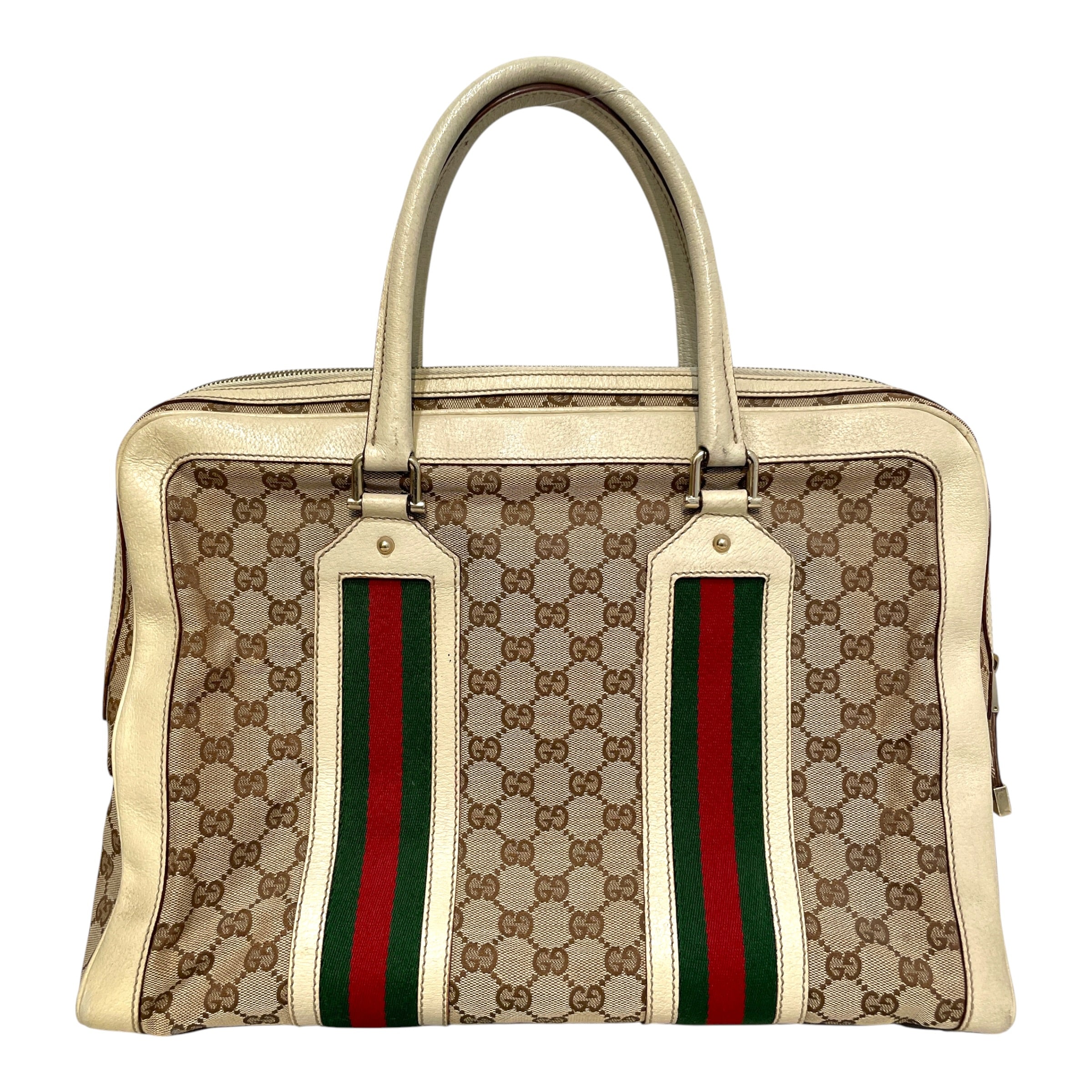 GUCCI/Boston Bag/Monogram/Cotton/CRM/Web Detail Briefcase GG Canvas view 3