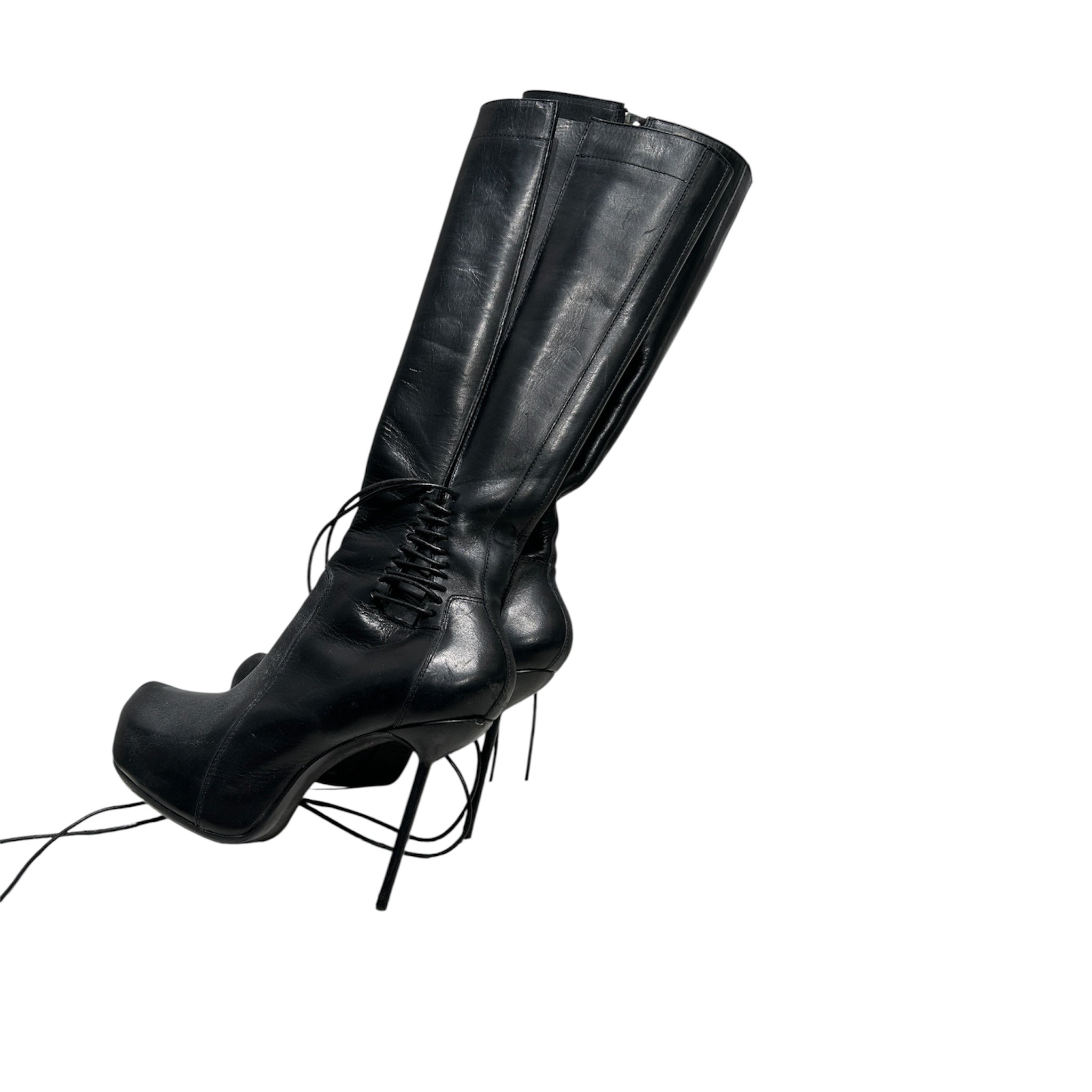 Rick Owens/Long Boots/EU 39/Leather/BLK/LACE KNEE HIGH HEEL view 2
