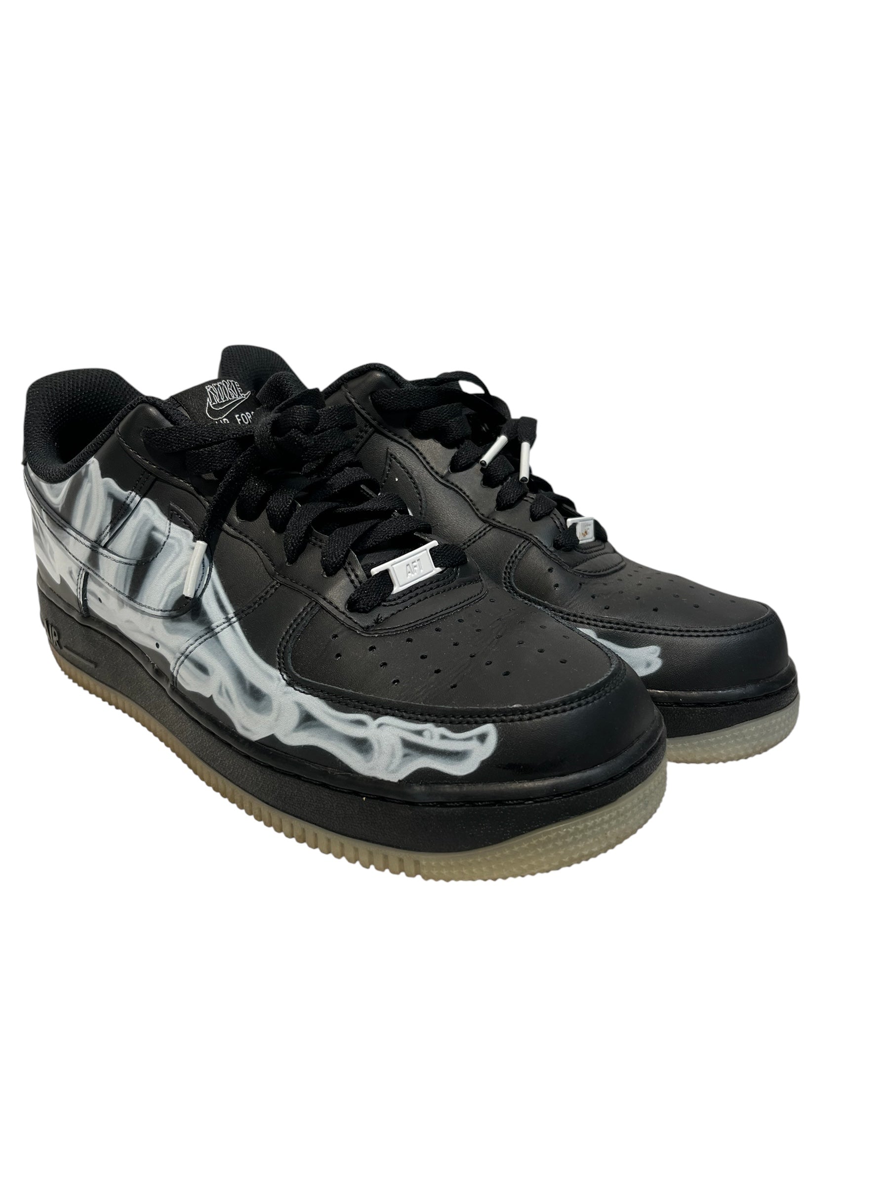 NIKE/Low-Sneakers/US 10.5/Graphic/Leather/BLK/air force "skeleton" view 1
