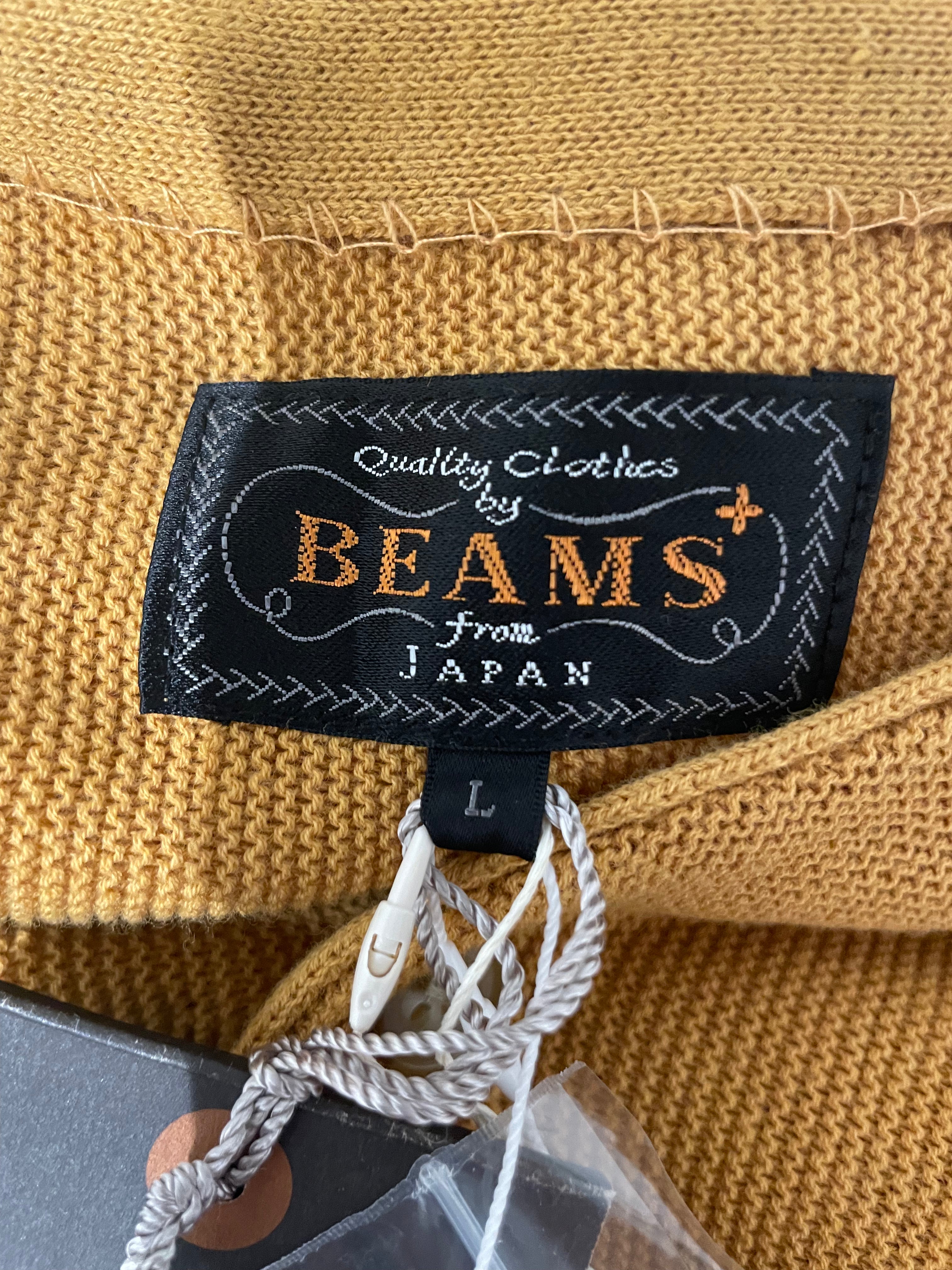 BEAMS/Cardigan/L/Border/Cotton/YEL/WHITE/BLACK PANELLING view 3