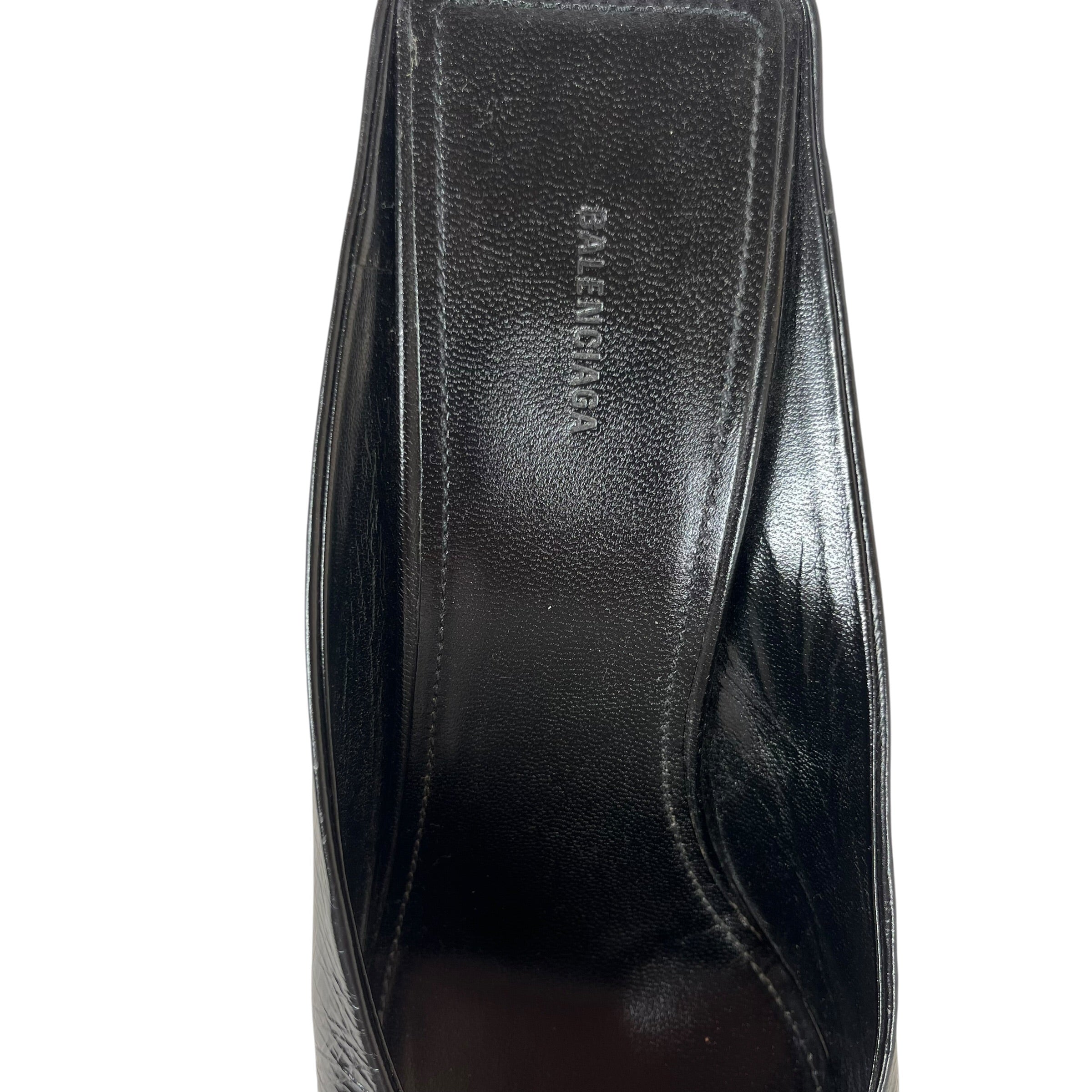 BALENCIAGA/Heels/EU 38/Leather/BLK/SQUARE KNIFE B LOGO HEELS view 3