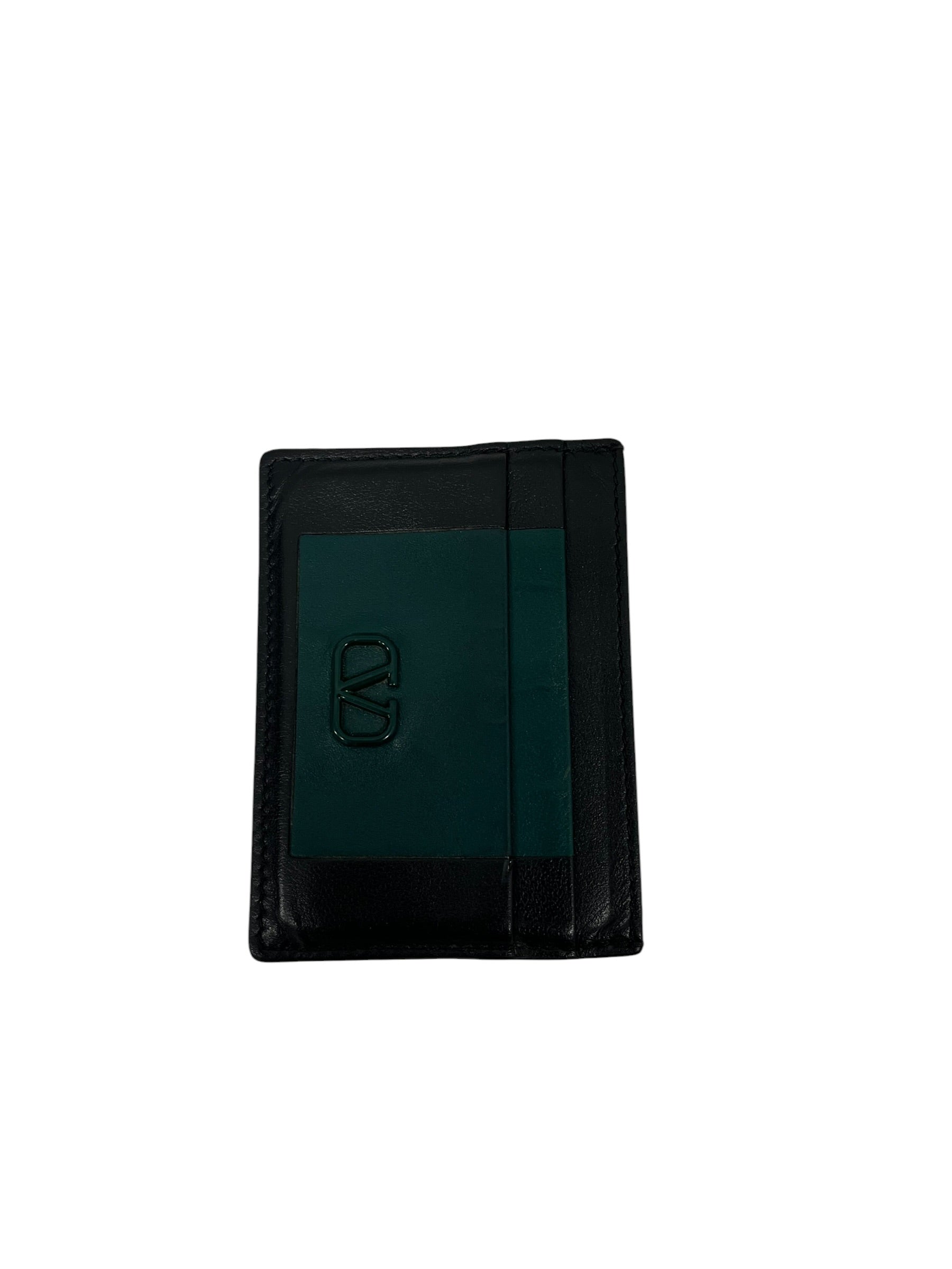 VALENTINO GARAVANI/Wallet/Stripe/Leather/BLK/SIGNATURE V LOGO GREEN STRIPE view 2